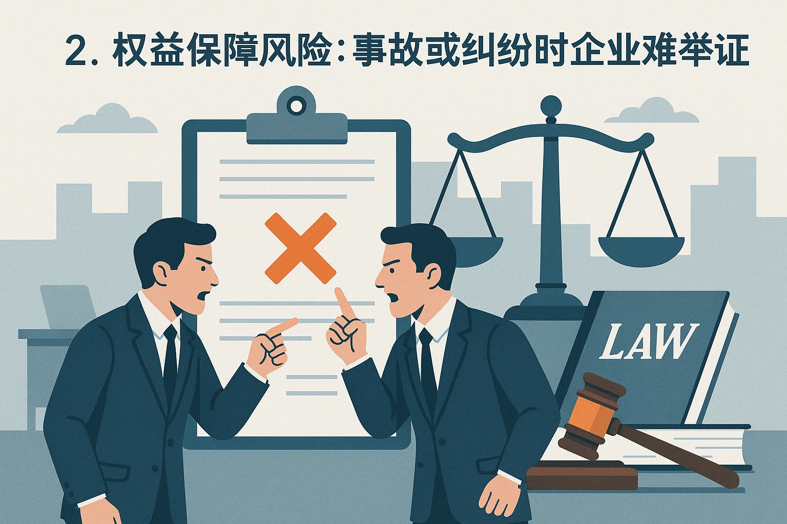2. 权益保障风险：事故或纠纷时企业难举证