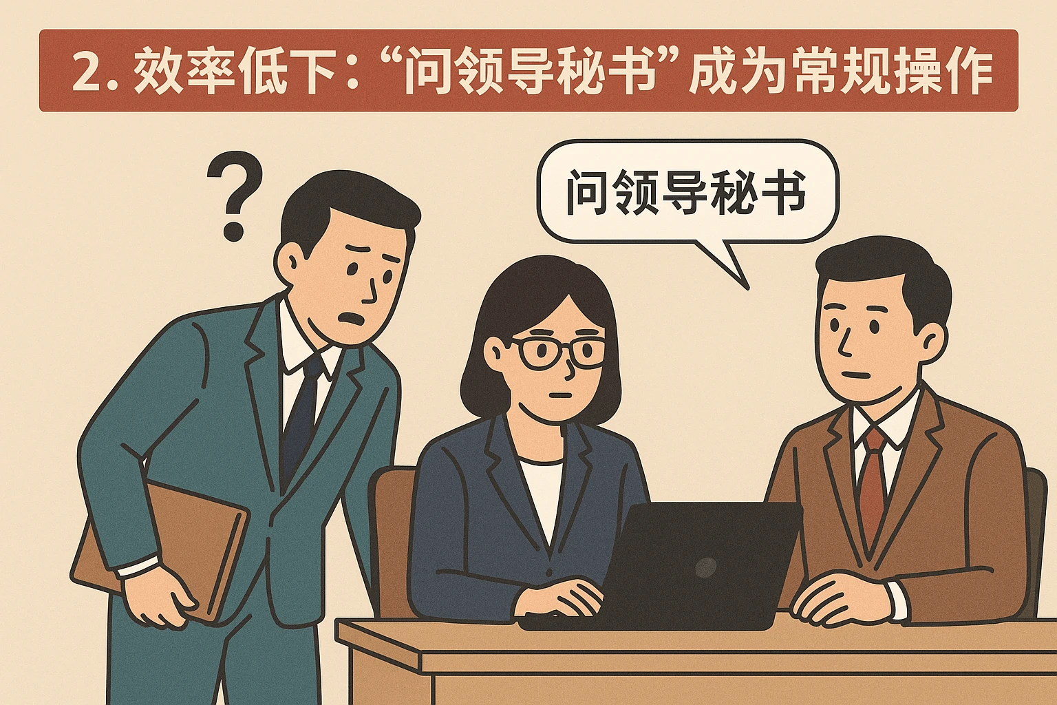 2. 效率低下：“问领导秘书”成为常规操作