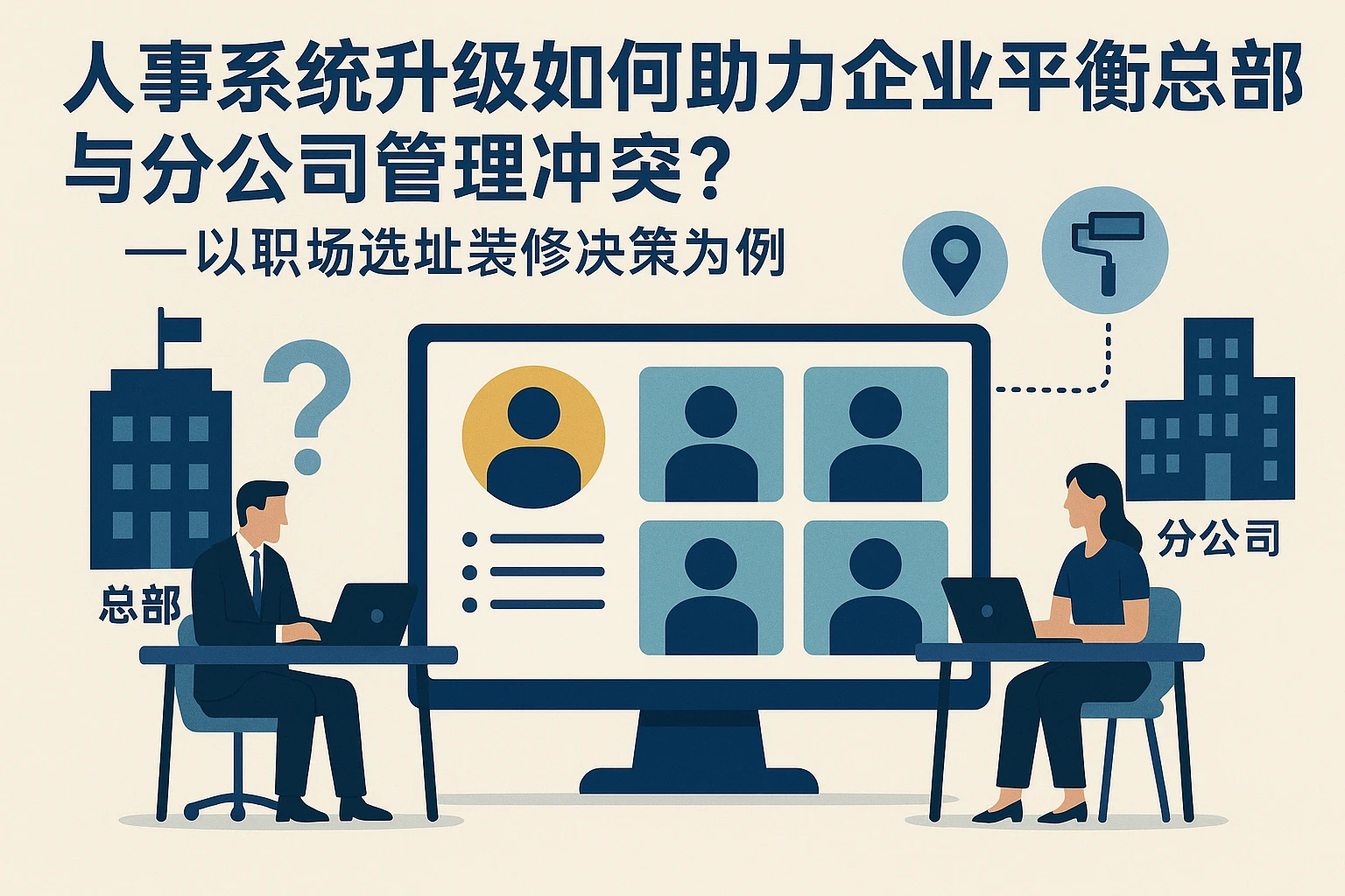 人事系统升级如何助力企业平衡总部与分公司管理冲突？——以职场选址装修决策为例