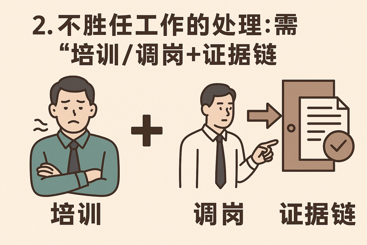 2. 不胜任工作的处理：需“培训/调岗+证据链”