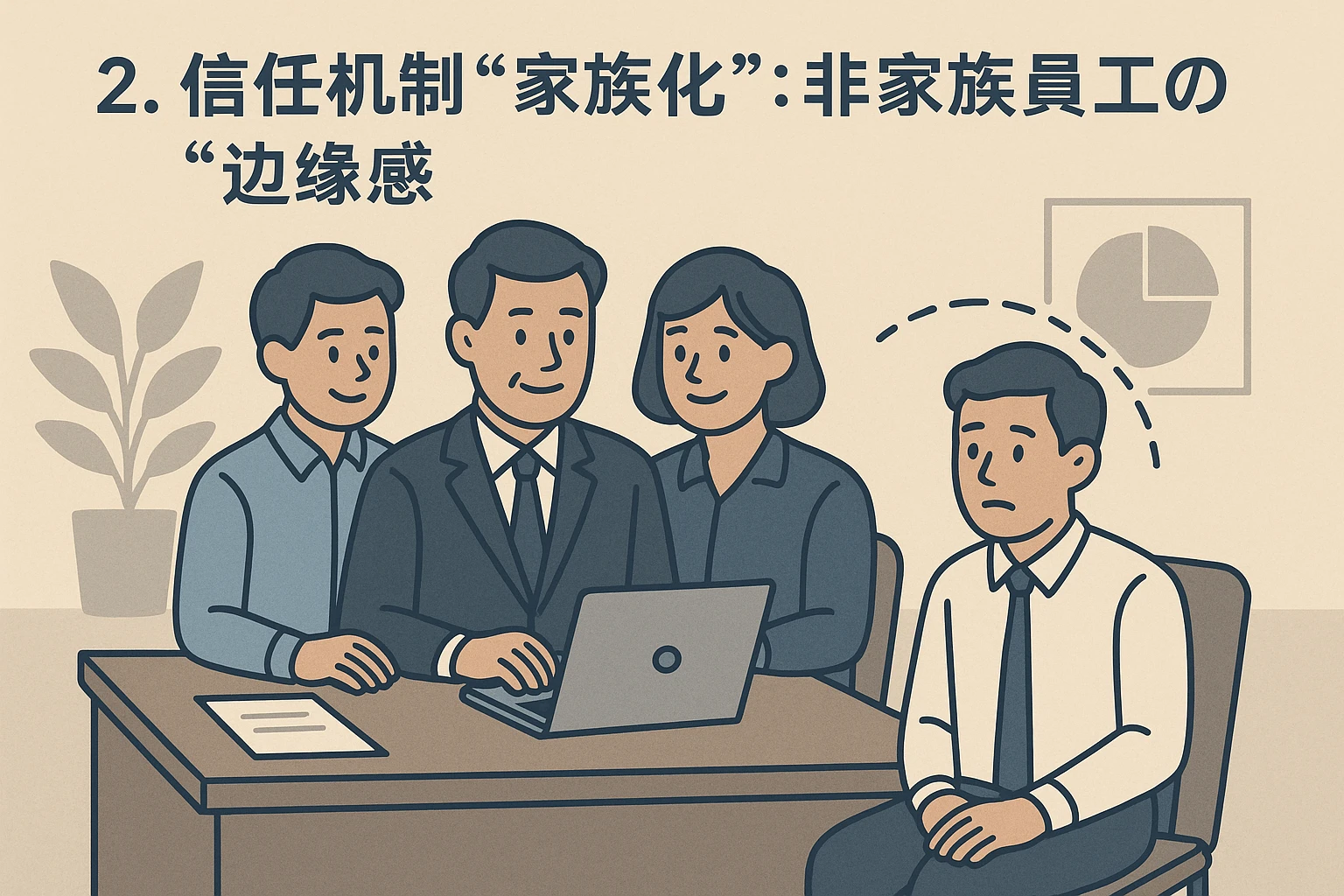 2. 信任机制“家族化”：非家族员工的“边缘感”