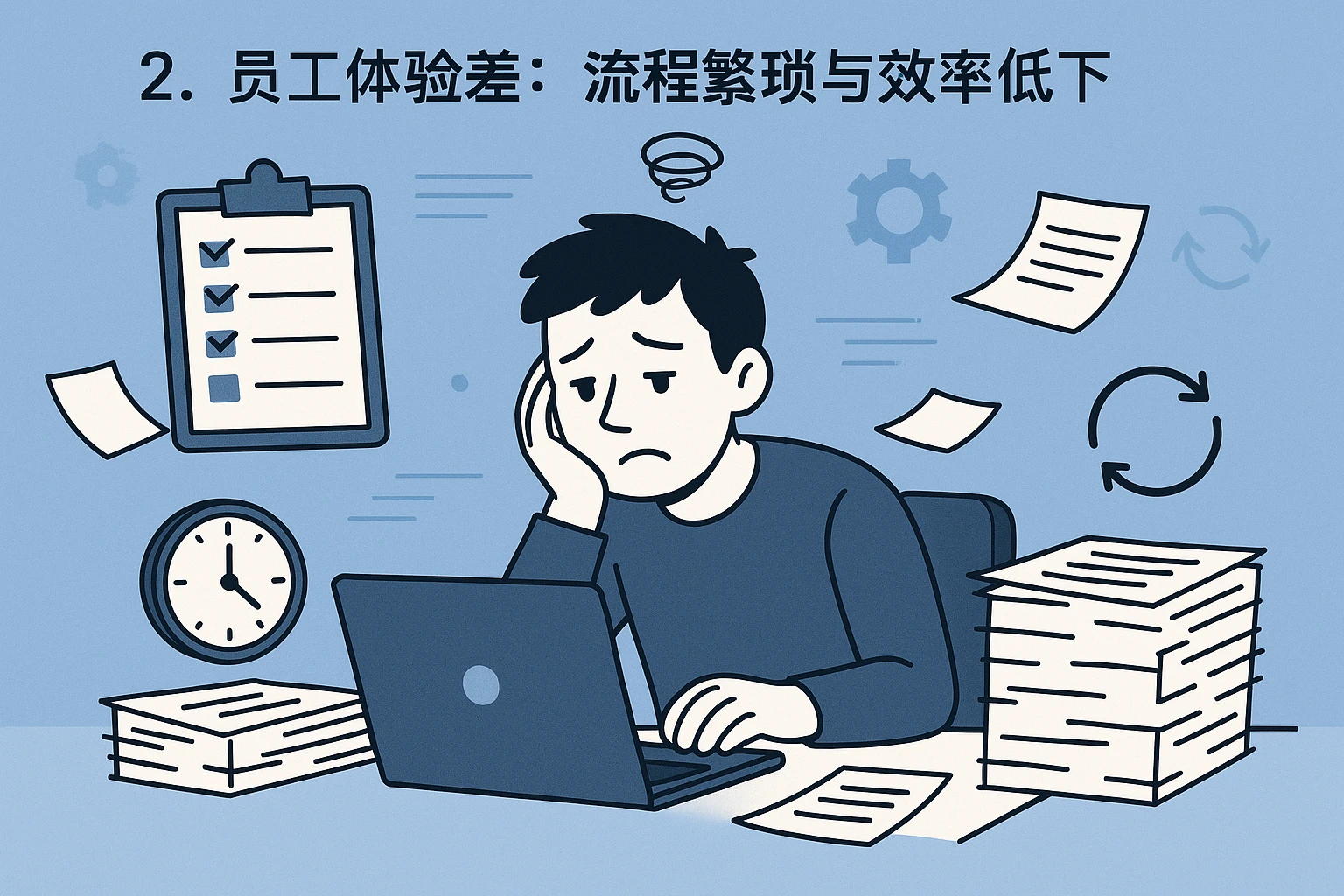 2. 员工体验差：流程繁琐与效率低下