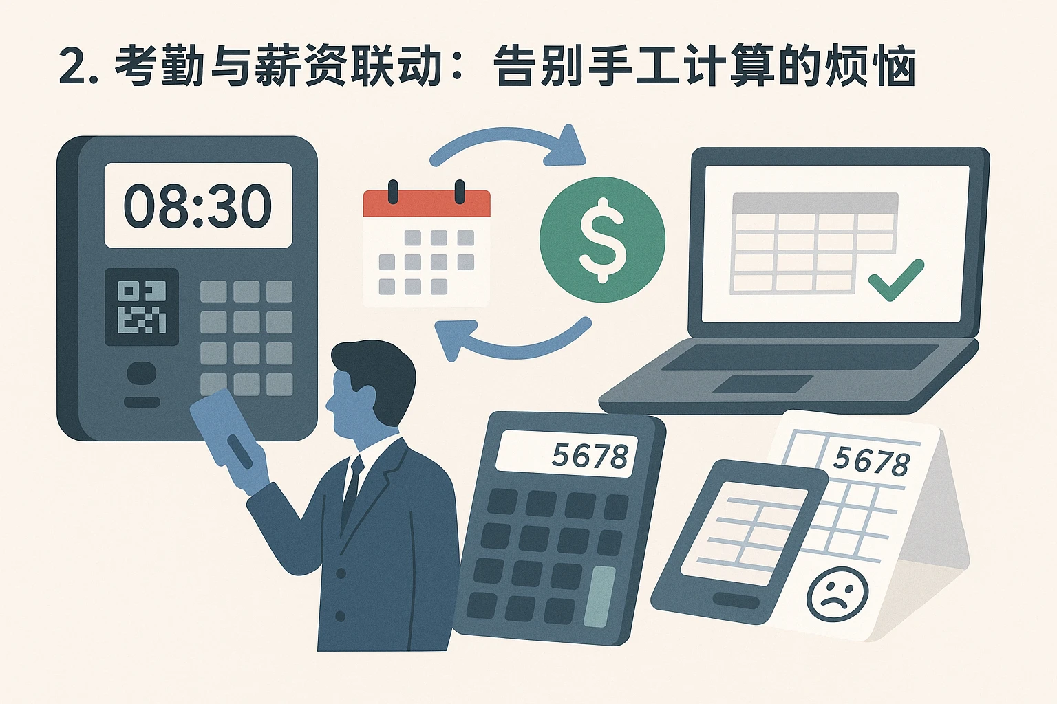 2. 考勤与薪资联动：告别手工计算的烦恼