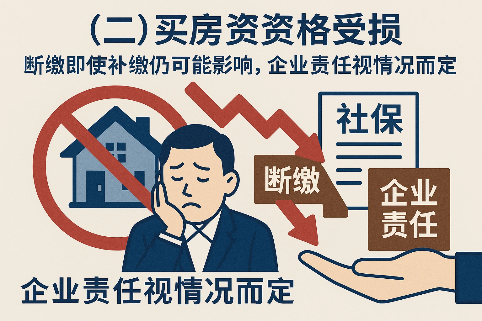 （二）买房资格受损：断缴即使补缴仍可能影响，企业责任视情况而定