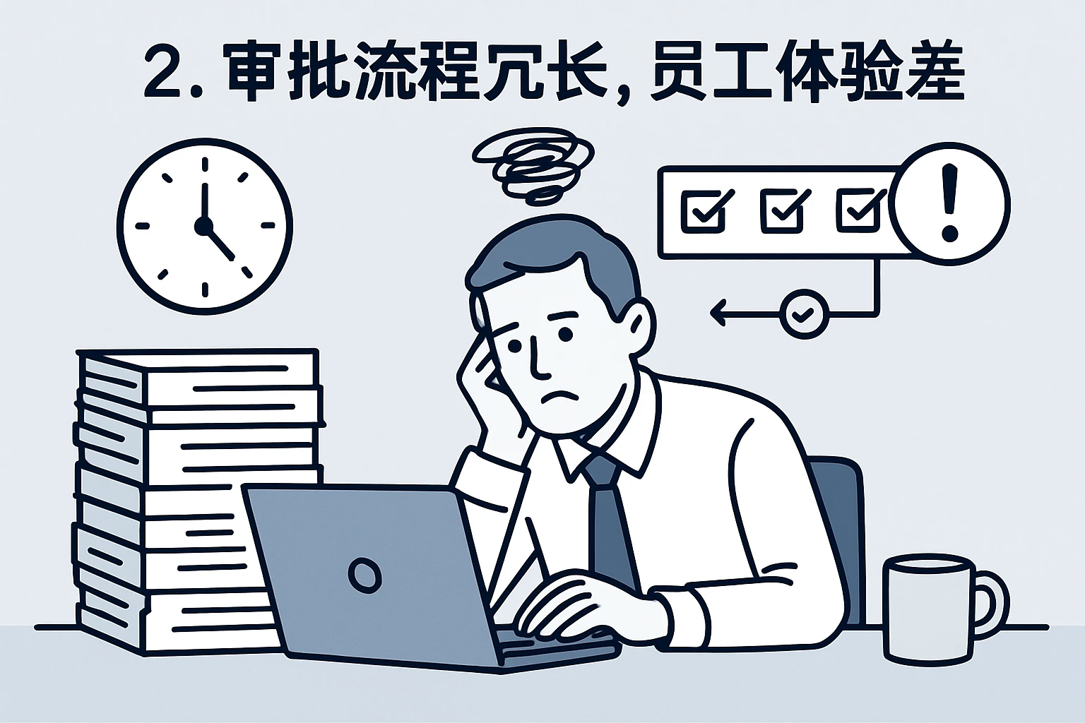 2. 审批流程冗长，员工体验差