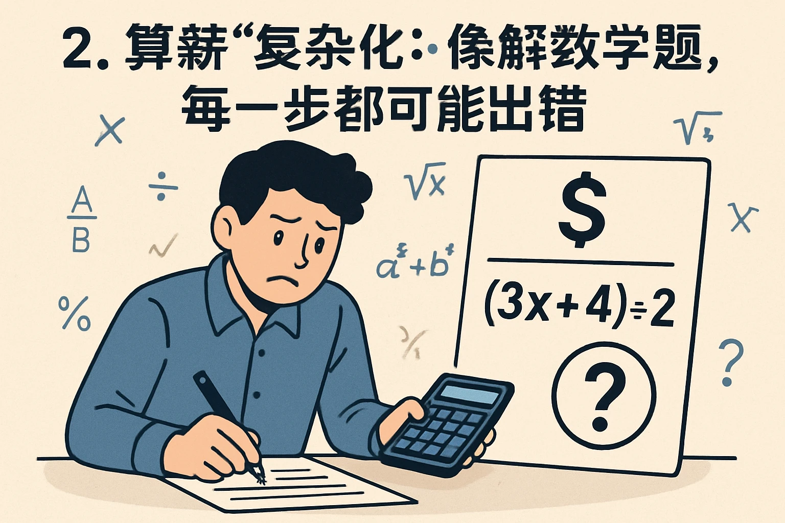 2. 算薪“复杂化”：像解数学题，每一步都可能出错