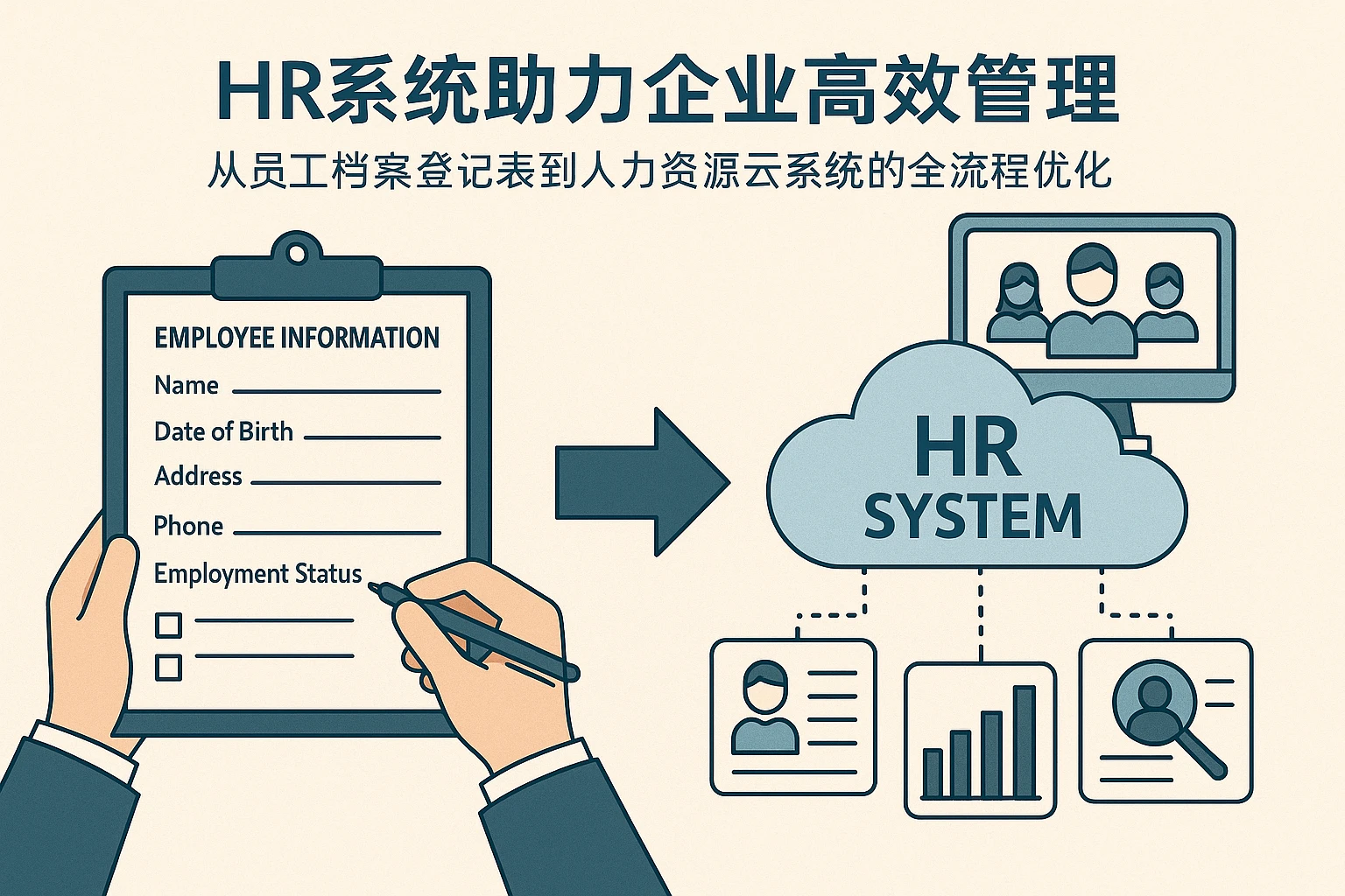 HR系统助力企业高效管理：从员工档案登记表到人力资源云系统的全流程优化