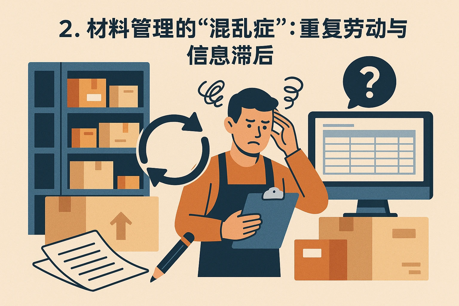 2. 材料管理的“混乱症”：重复劳动与信息滞后