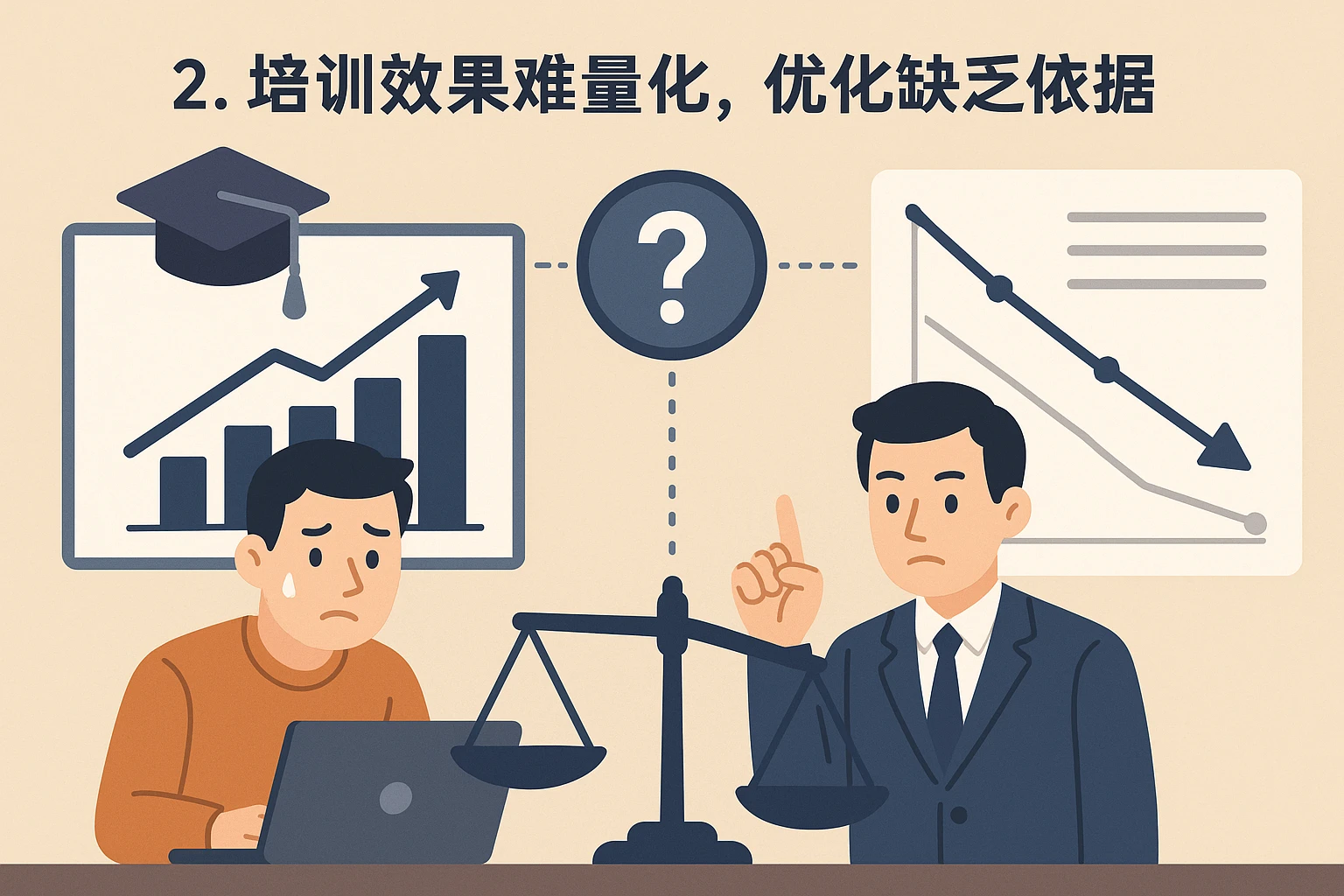 2. 培训效果难量化，优化缺乏依据