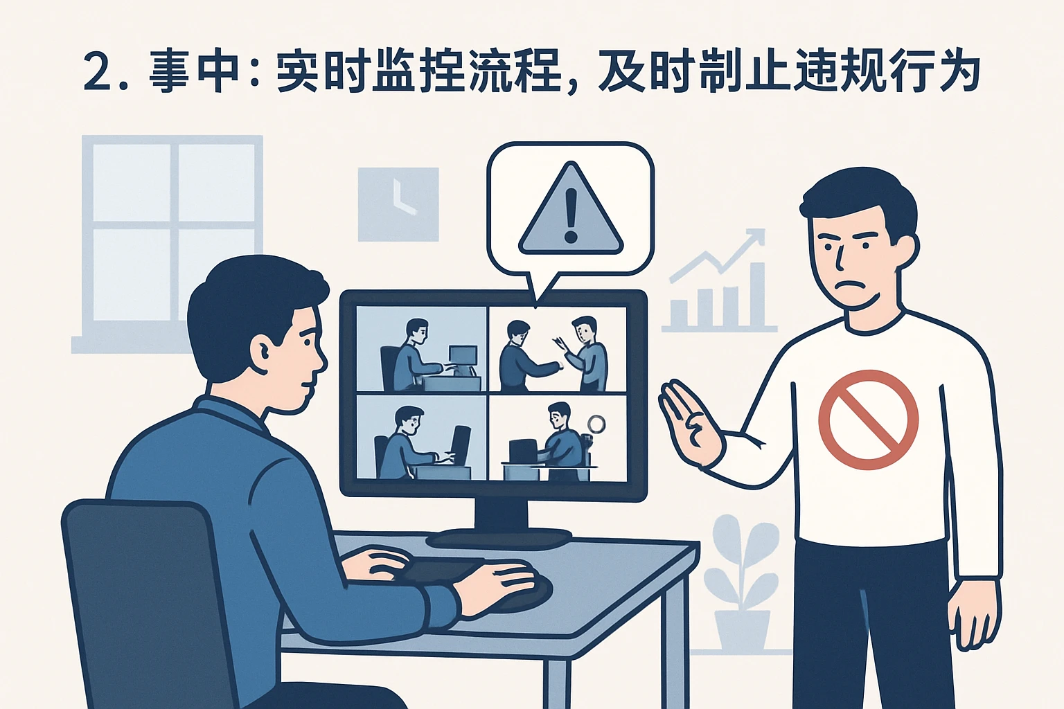 2. 事中：实时监控流程，及时制止违规行为