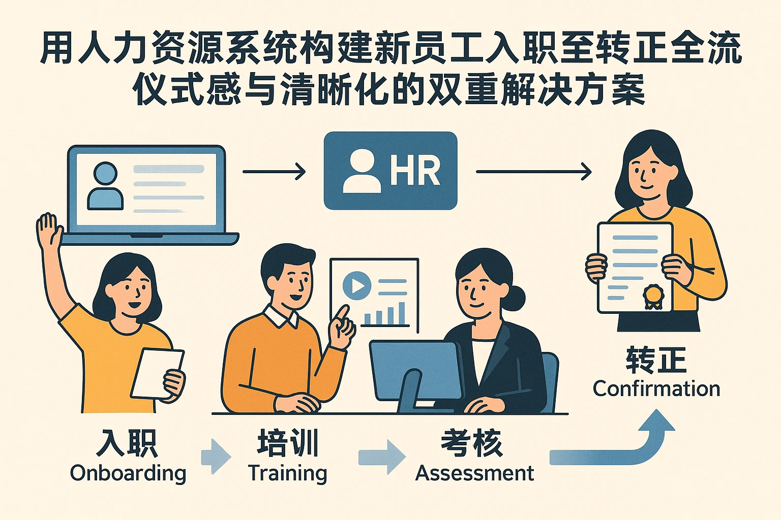 用人力资源系统构建新员工入职至转正全流程：仪式感与清晰化的双重解决方案