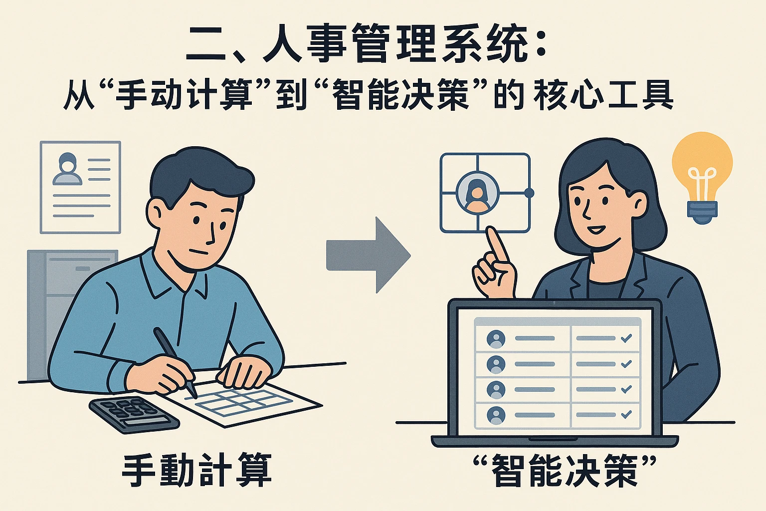 二、人事管理系统：从“手动计算”到“智能决策”的核心工具