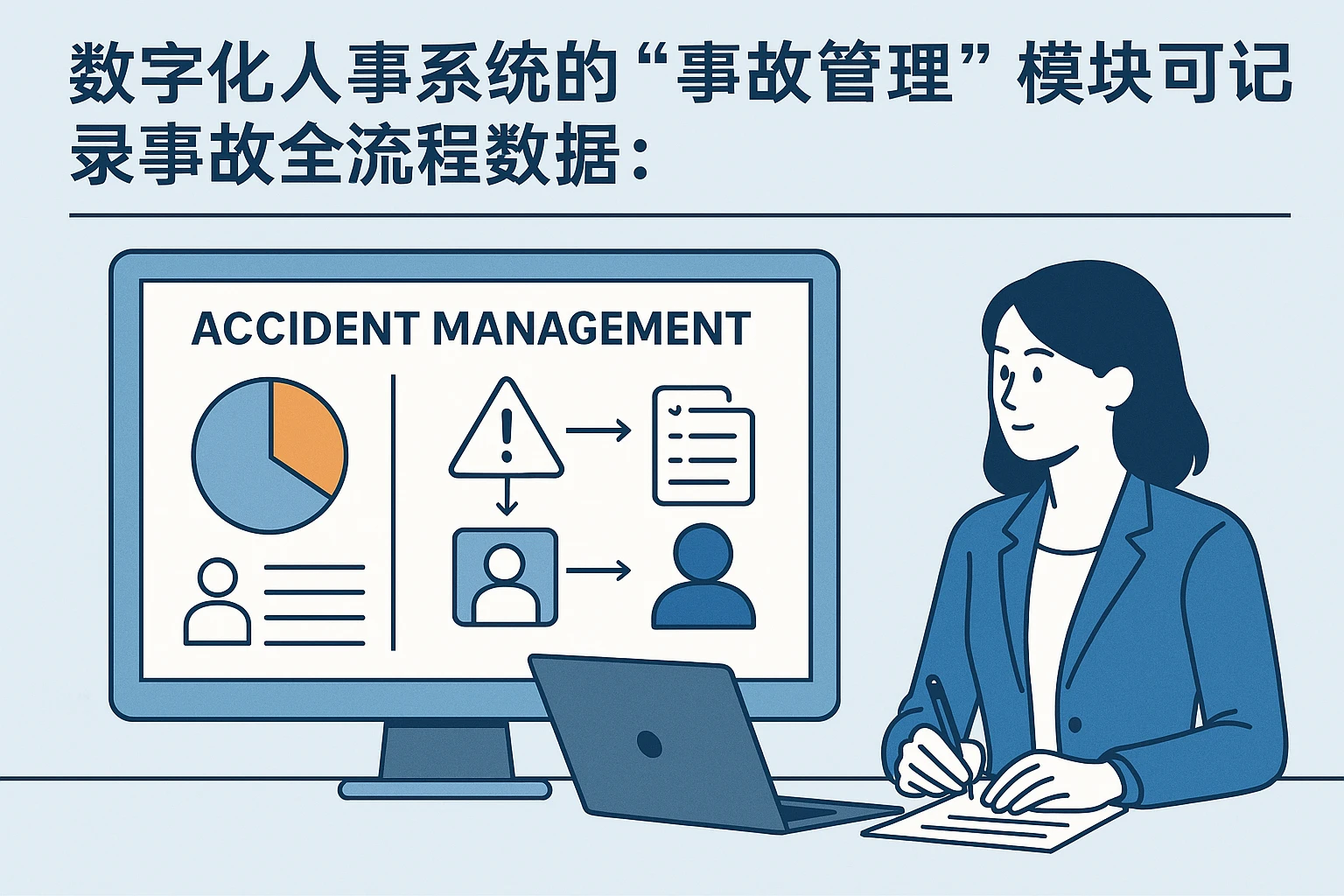 数字化人事系统的“事故管理”模块可记录事故全流程数据：