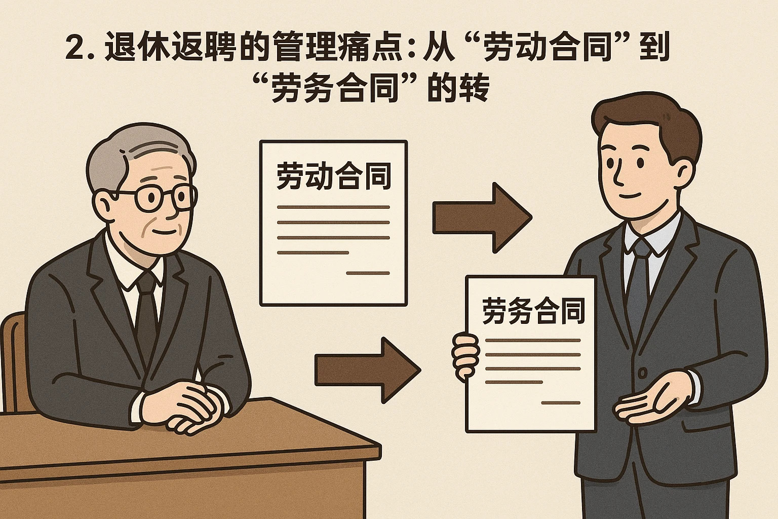 2. 退休返聘的管理痛点：从“劳动合同”到“劳务合同”的转换