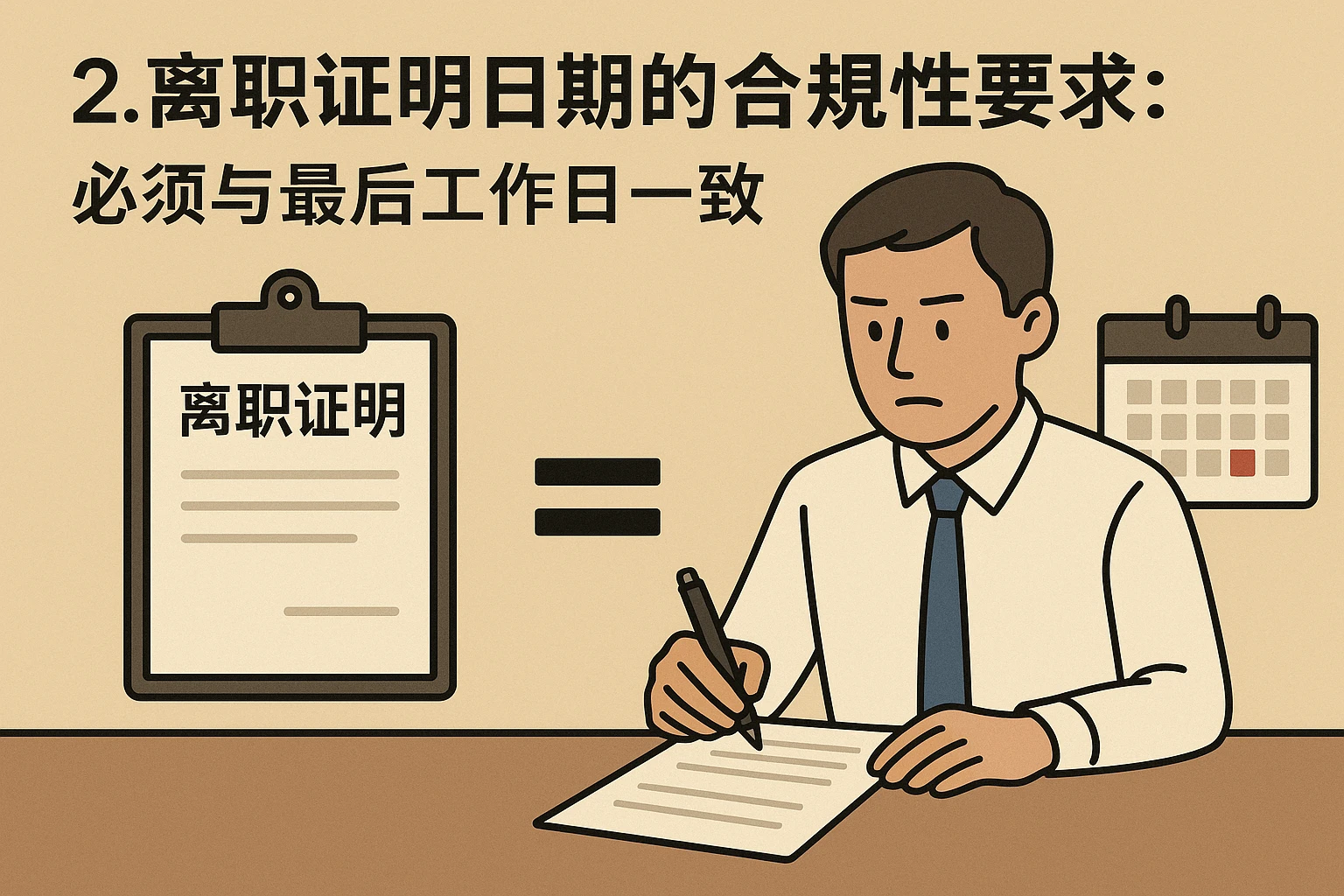 2. 离职证明日期的合规性要求：必须与最后工作日一致