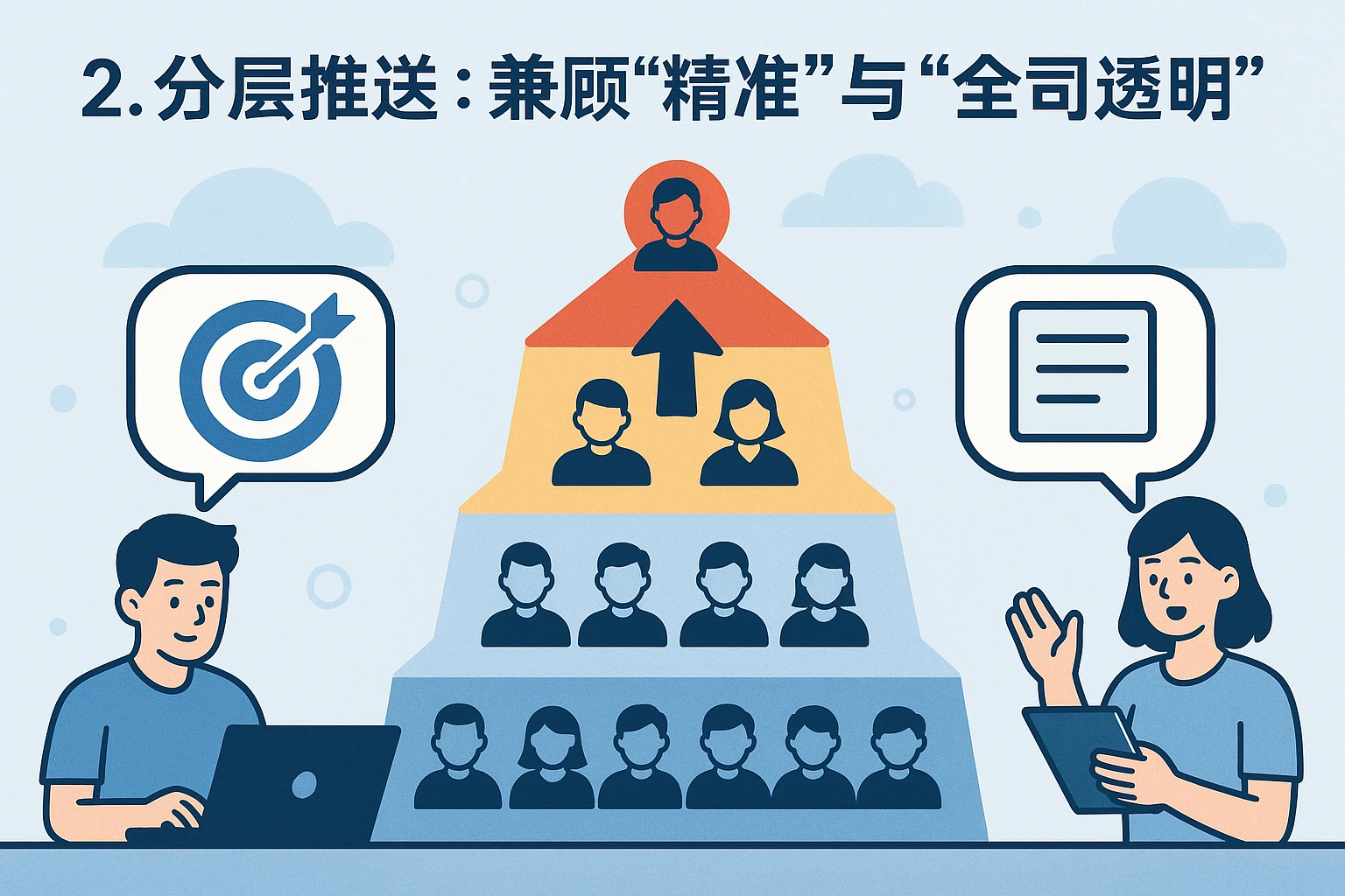 2. 分层推送：兼顾“精准”与“全司透明”