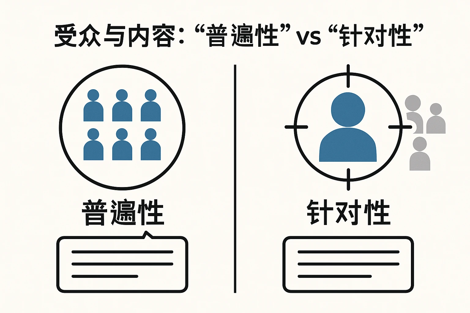 2. 受众与内容：“普遍性” vs “针对性”
