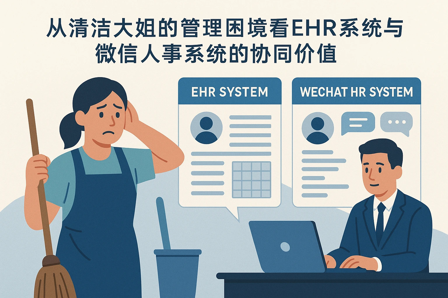 从清洁大姐的管理困境看EHR系统与微信人事系统的协同价值