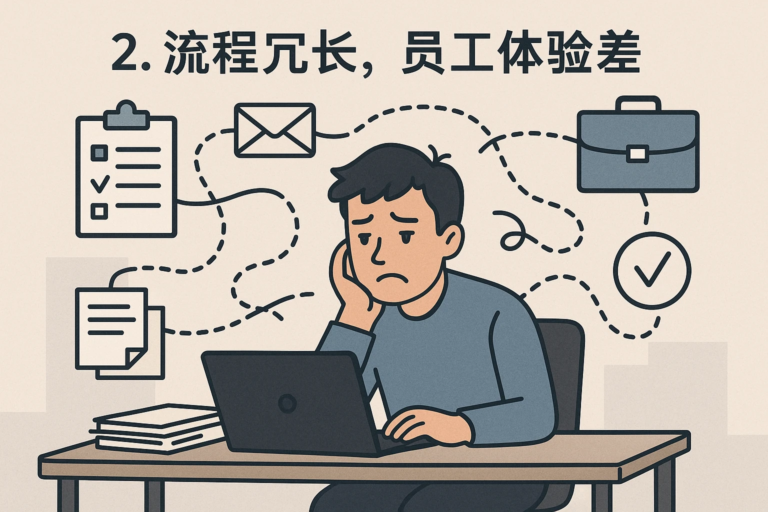 2. 流程冗长，员工体验差