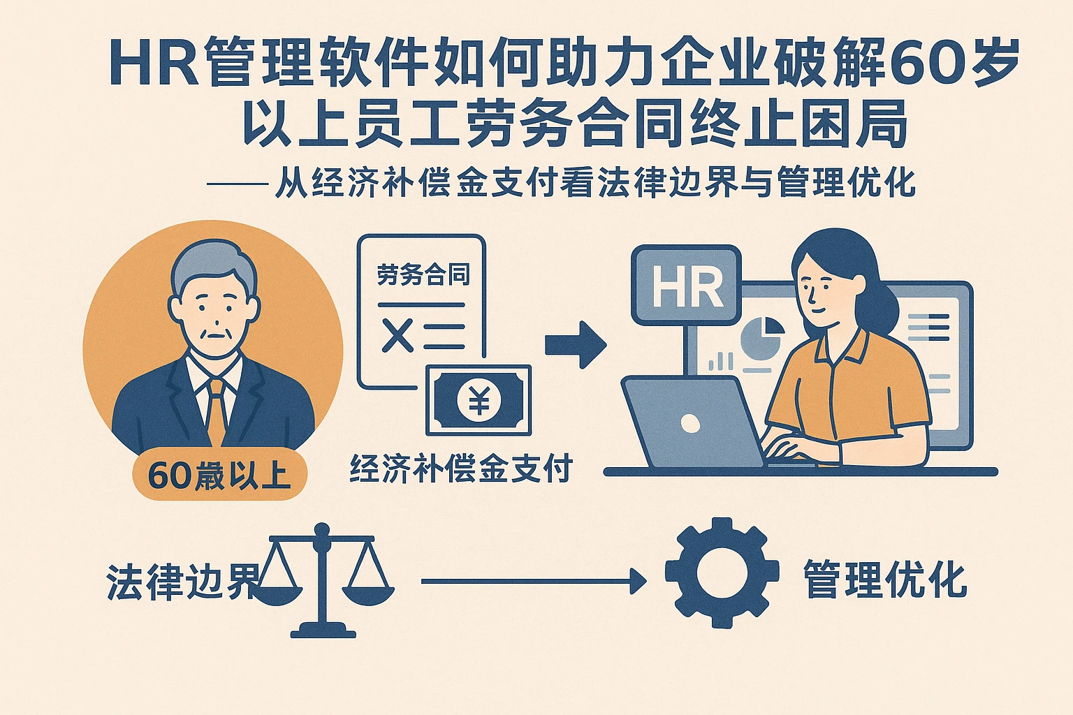 HR管理软件如何助力企业破解60岁以上员工劳务合同终止困局——从经济补偿金支付看法律边界与管理优化