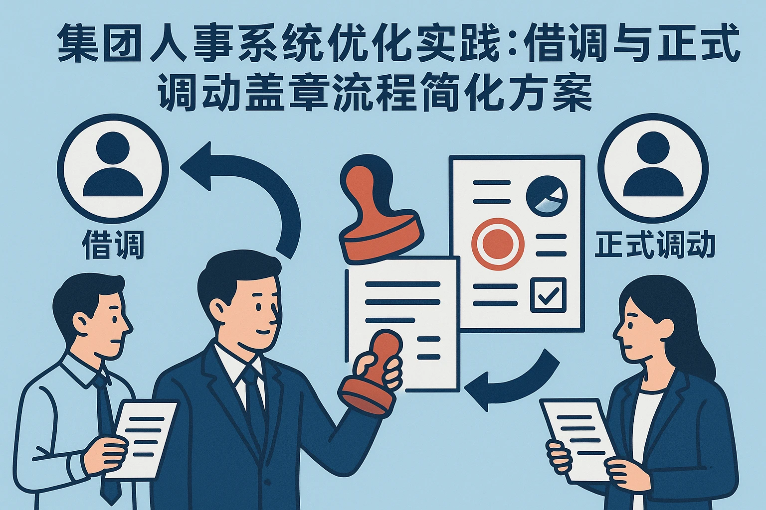集团人事系统优化实践：借调与正式调动盖章流程简化方案