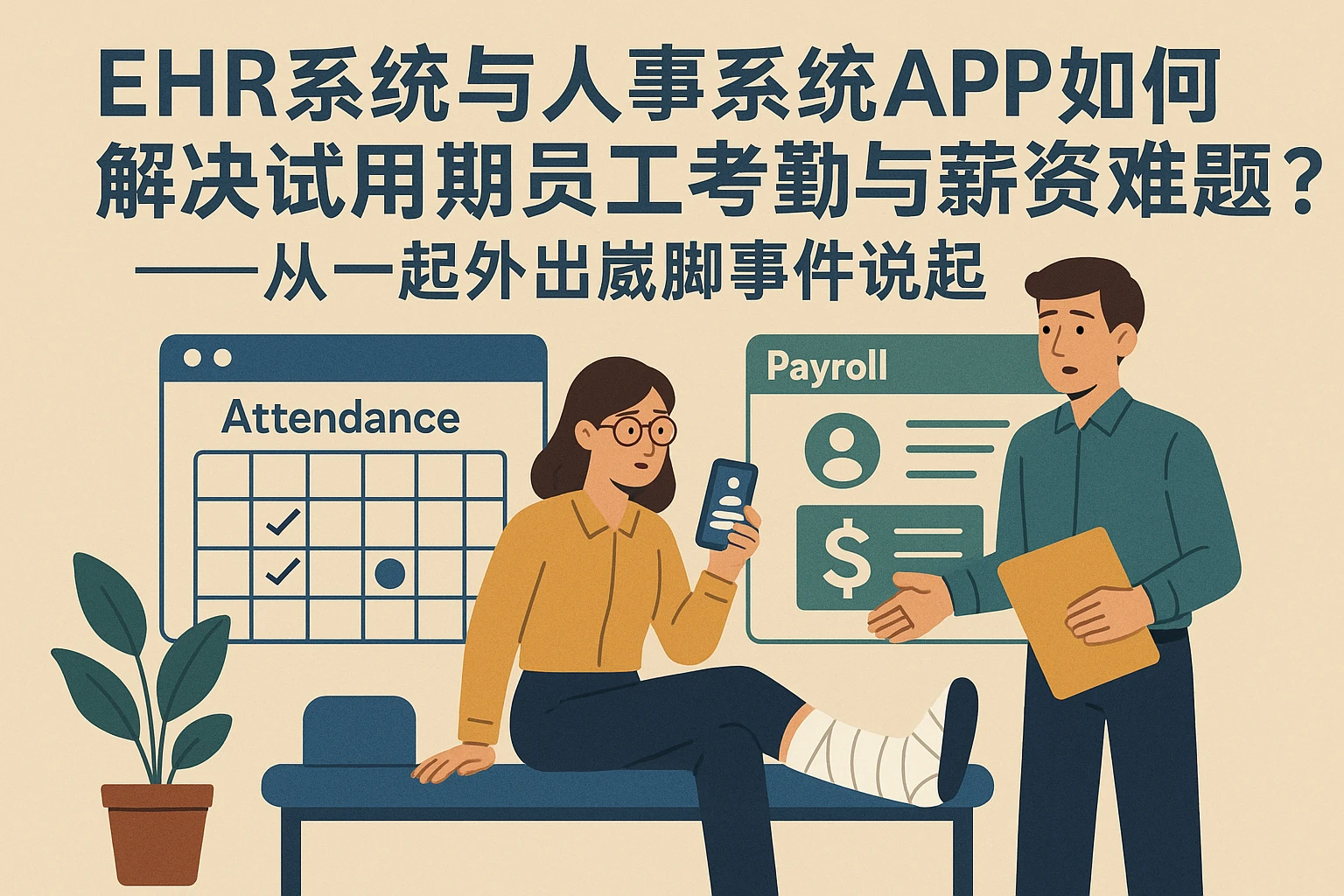 EHR系统与人事系统APP如何解决试用期员工考勤与薪资难题？——从一起外出崴脚事件说起