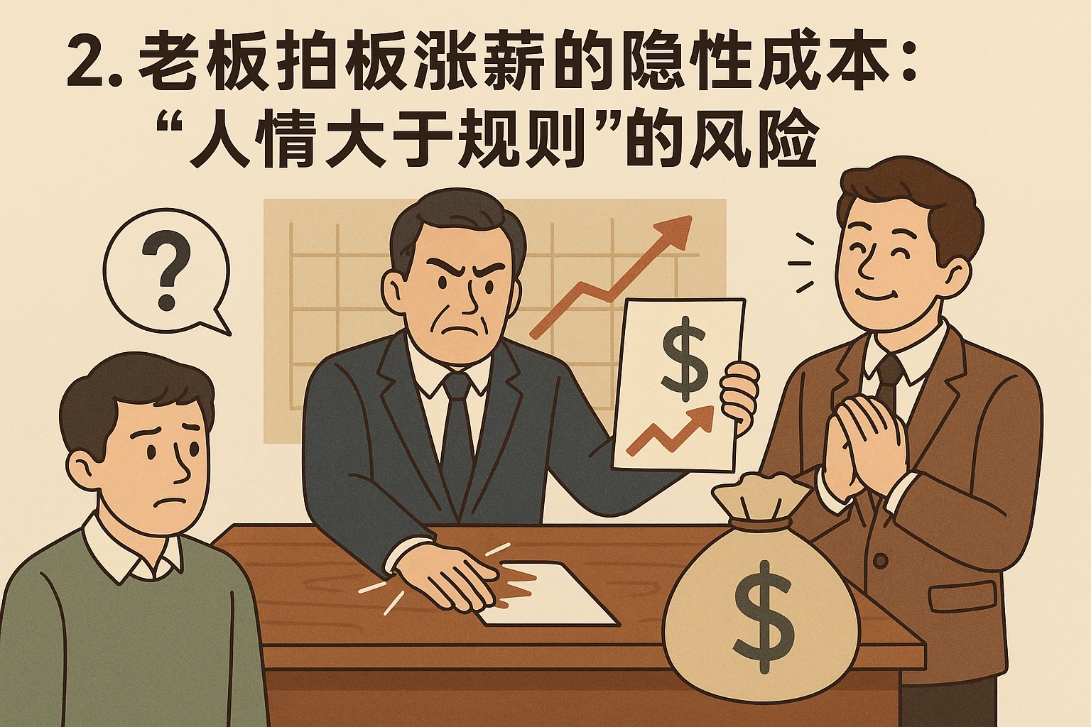 2. 老板拍板涨薪的隐性成本：“人情大于规则”的风险