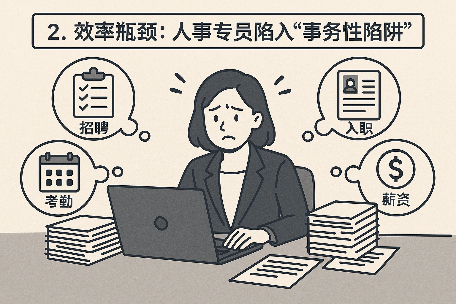 2. 效率瓶颈：人事专员陷入“事务性陷阱”