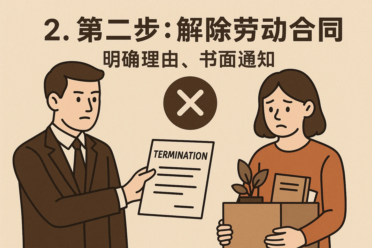 2. 第二步：解除劳动合同——明确理由，书面通知
