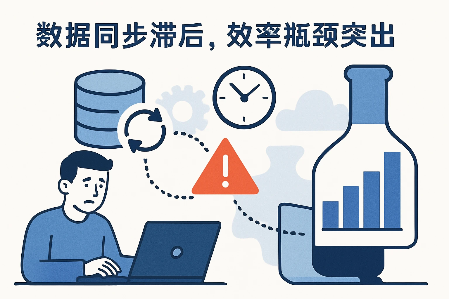 2. 数据同步滞后，效率瓶颈突出