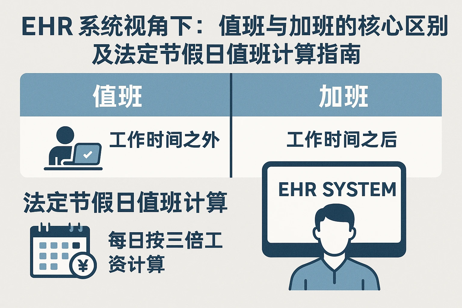 EHR系统视角下：值班与加班的核心区别及法定节假日值班计算指南
