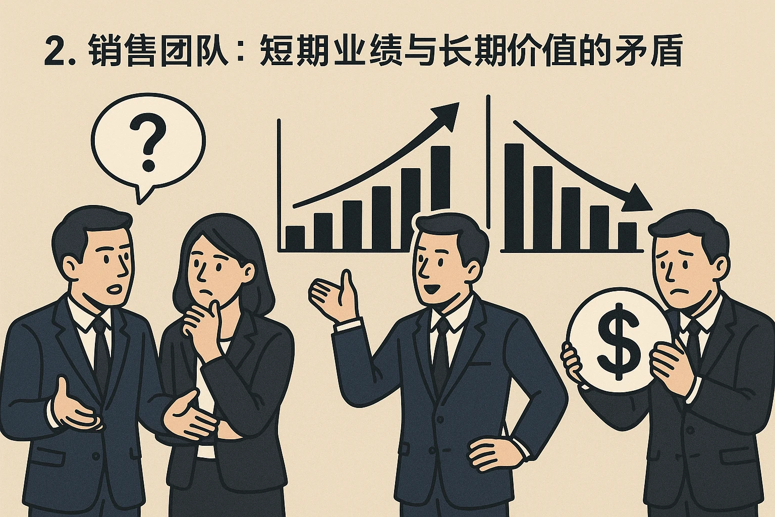 2. 销售团队：短期业绩与长期价值的矛盾
