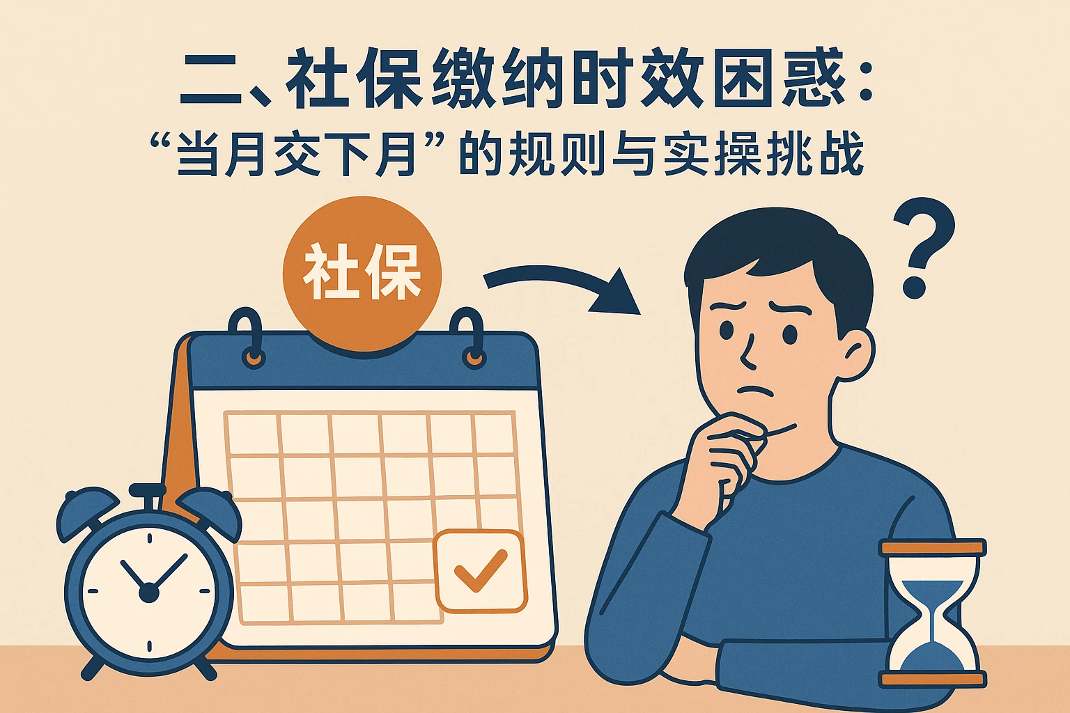 二、社保缴纳时效困惑：“当月交下月”的规则与实操挑战
