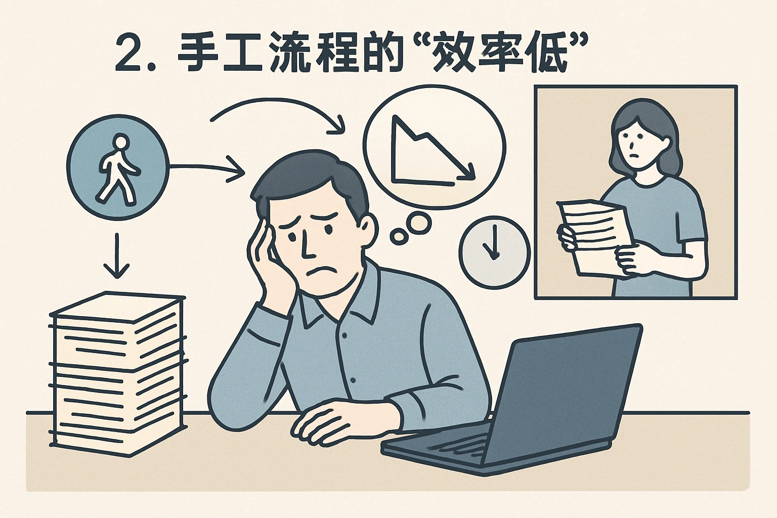 2. 手工流程的“效率低”