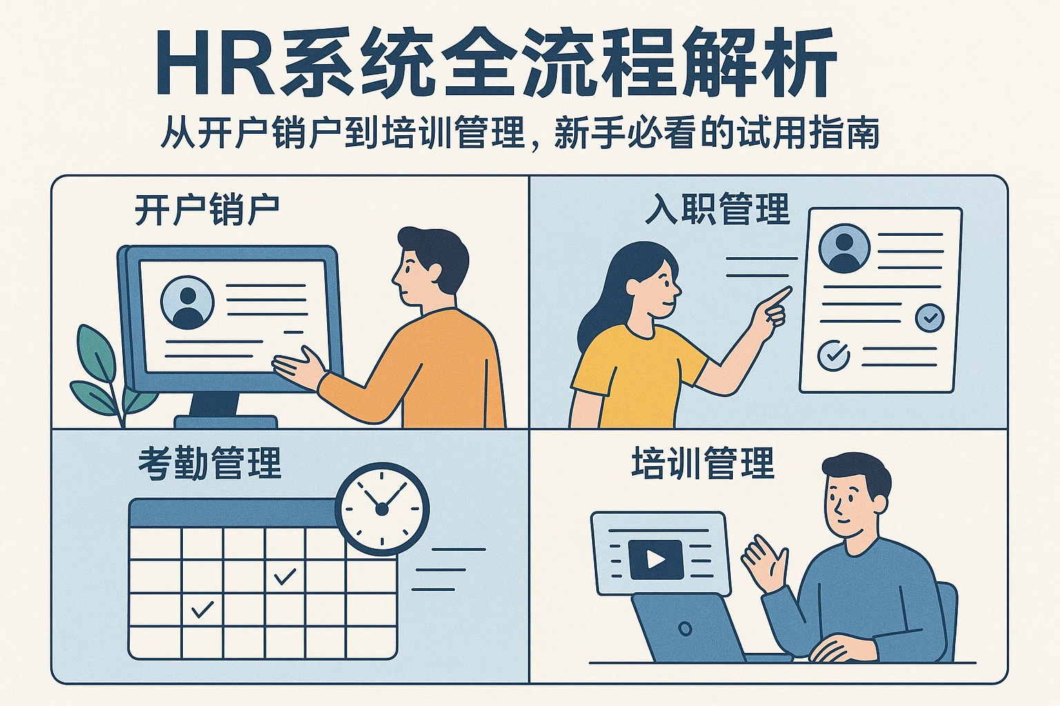 HR系统全流程解析：从开户销户到培训管理，新手必看的试用指南