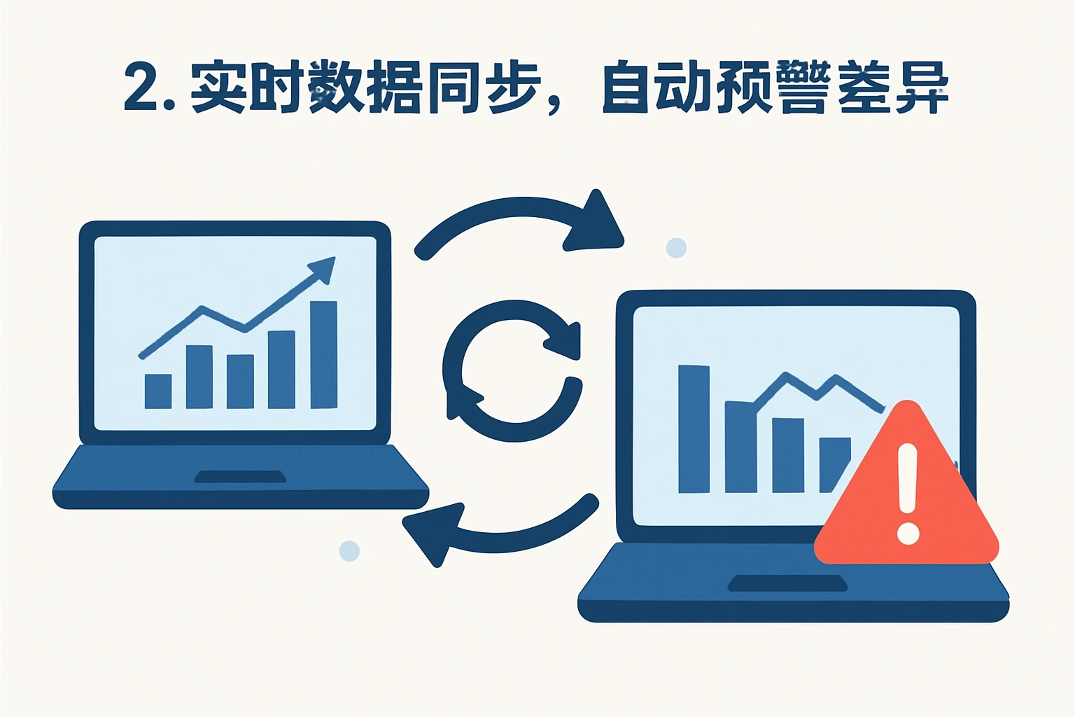 2. 实时数据同步，自动预警差异