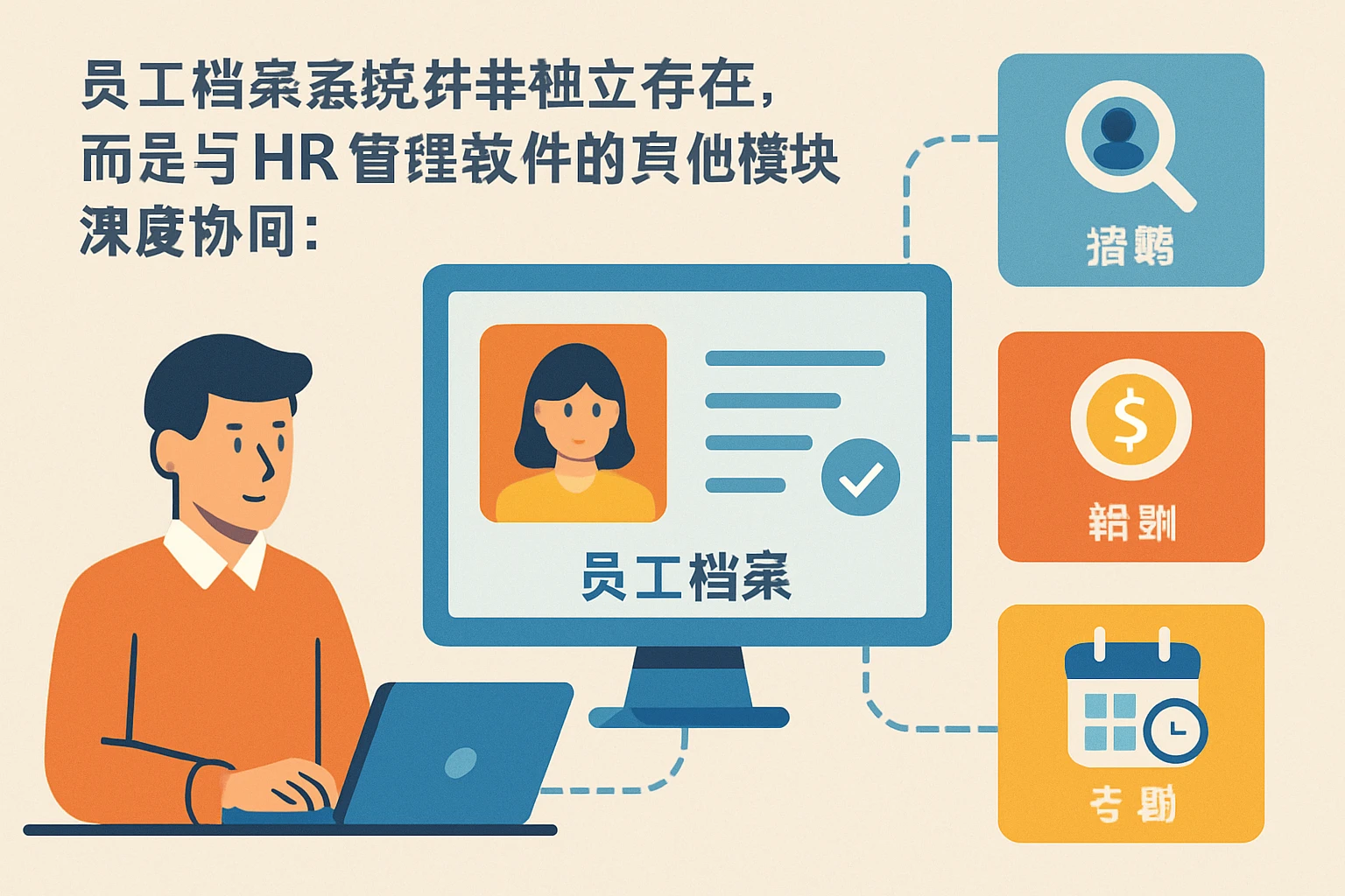 员工档案系统并非独立存在，而是与HR管理软件的其他模块深度协同：