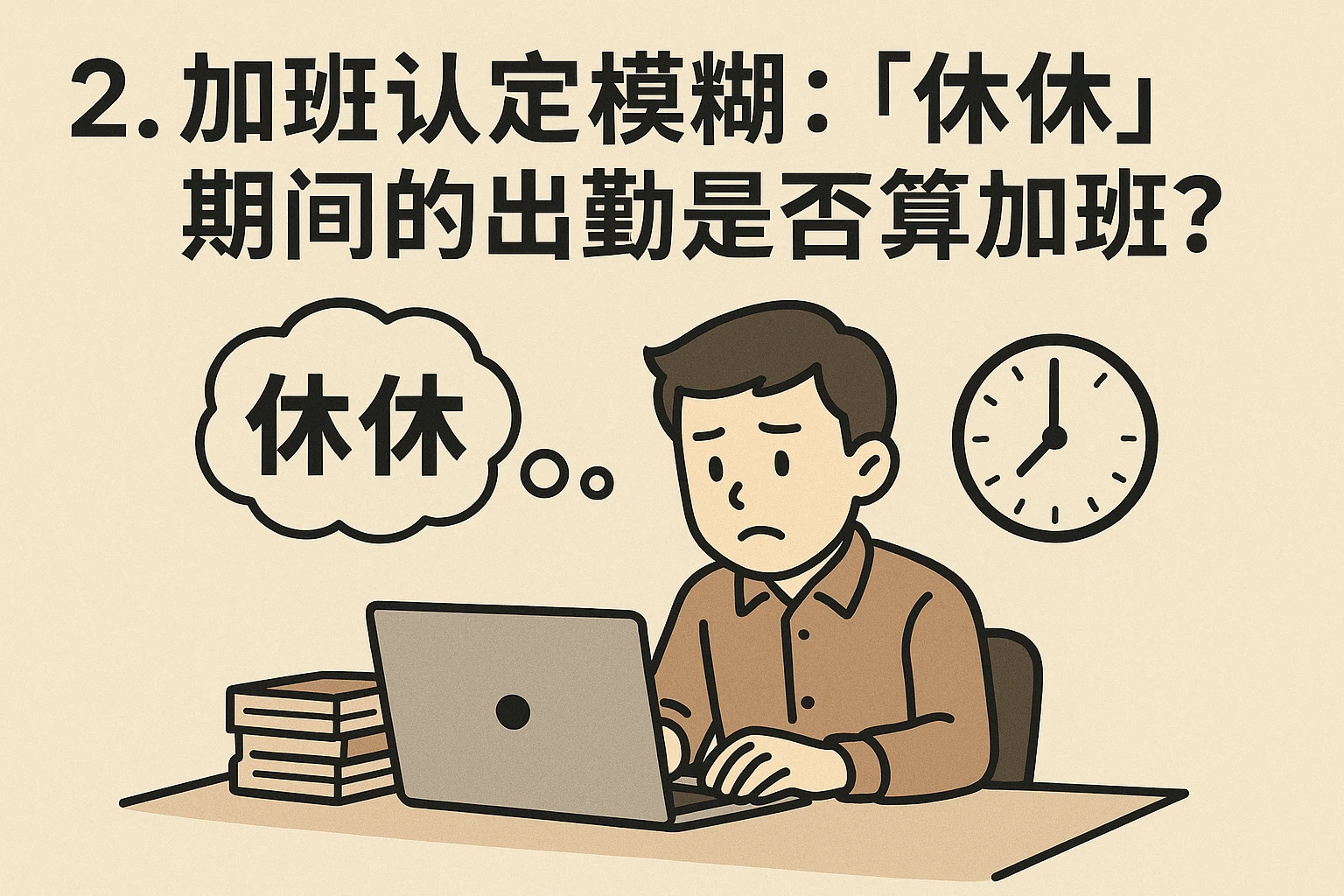 2. 加班认定模糊：“休休”期间的出勤是否算加班？
