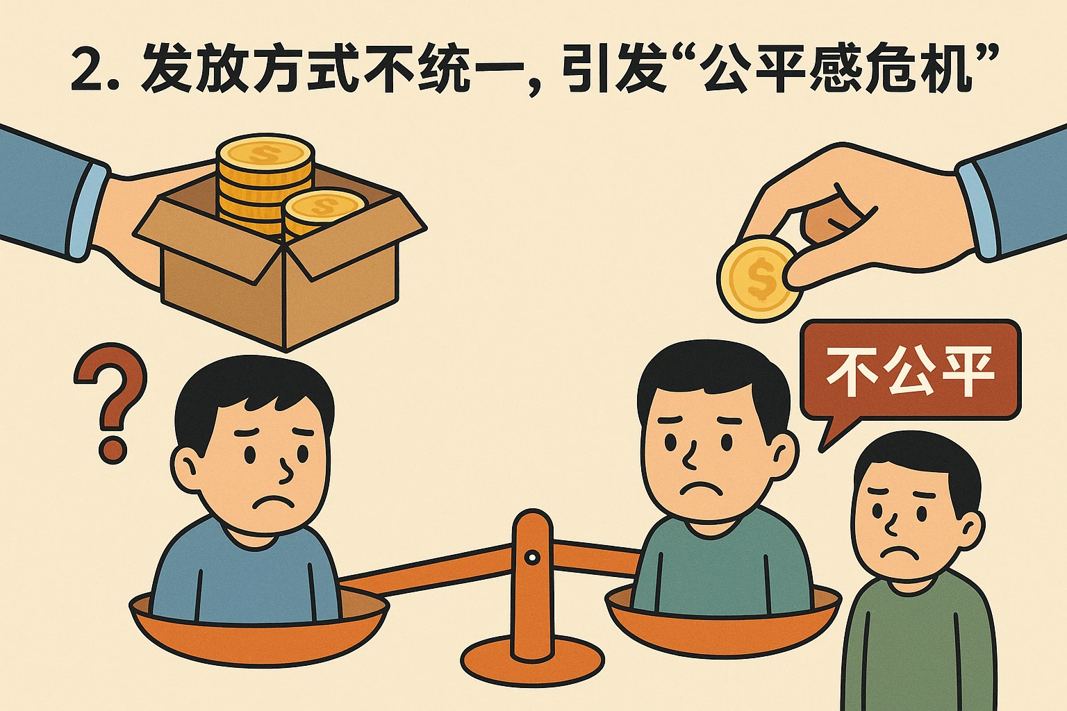 2. 发放方式不统一，引发“公平感危机”