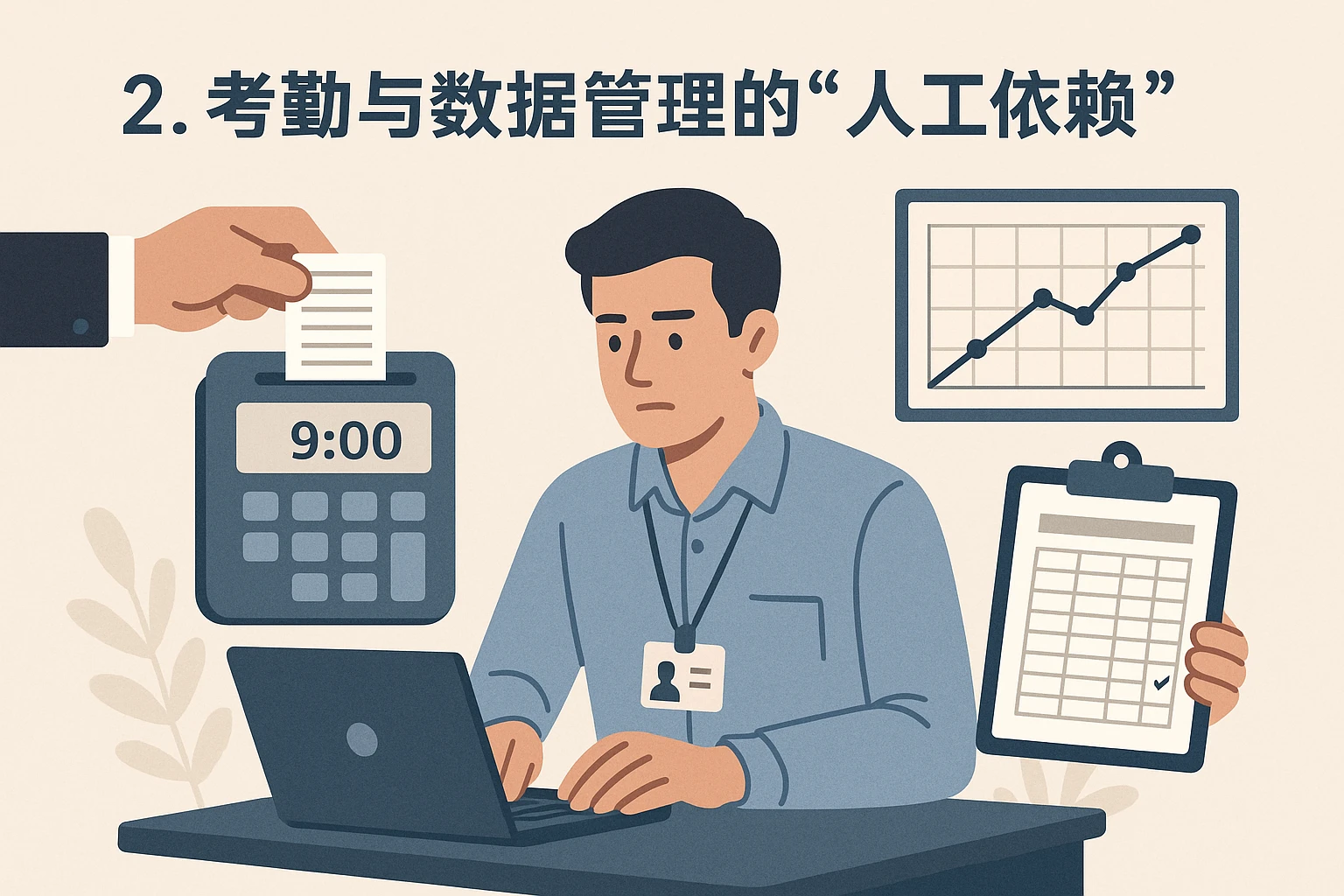 2. 考勤与数据管理的“人工依赖”