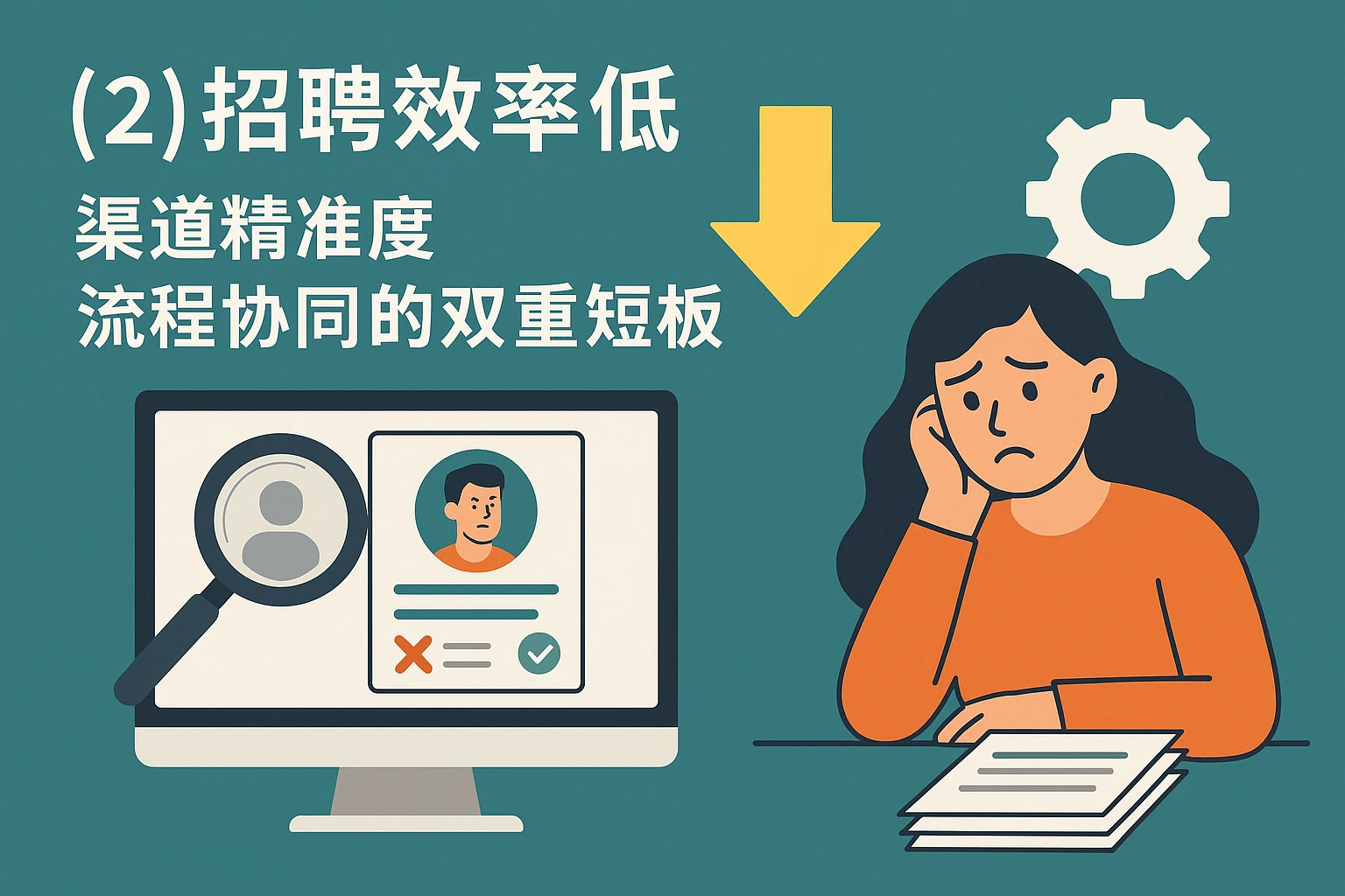 （2）招聘效率低：渠道精准度与流程协同的双重短板