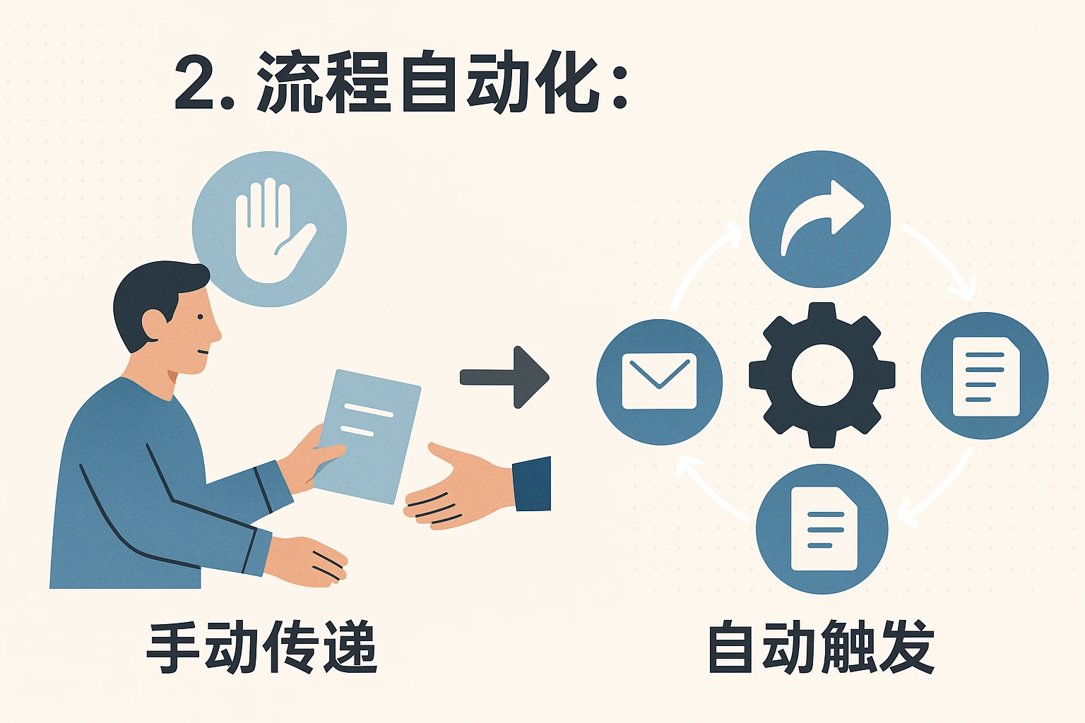 2. 流程自动化：从“手动传递”到“自动触发”