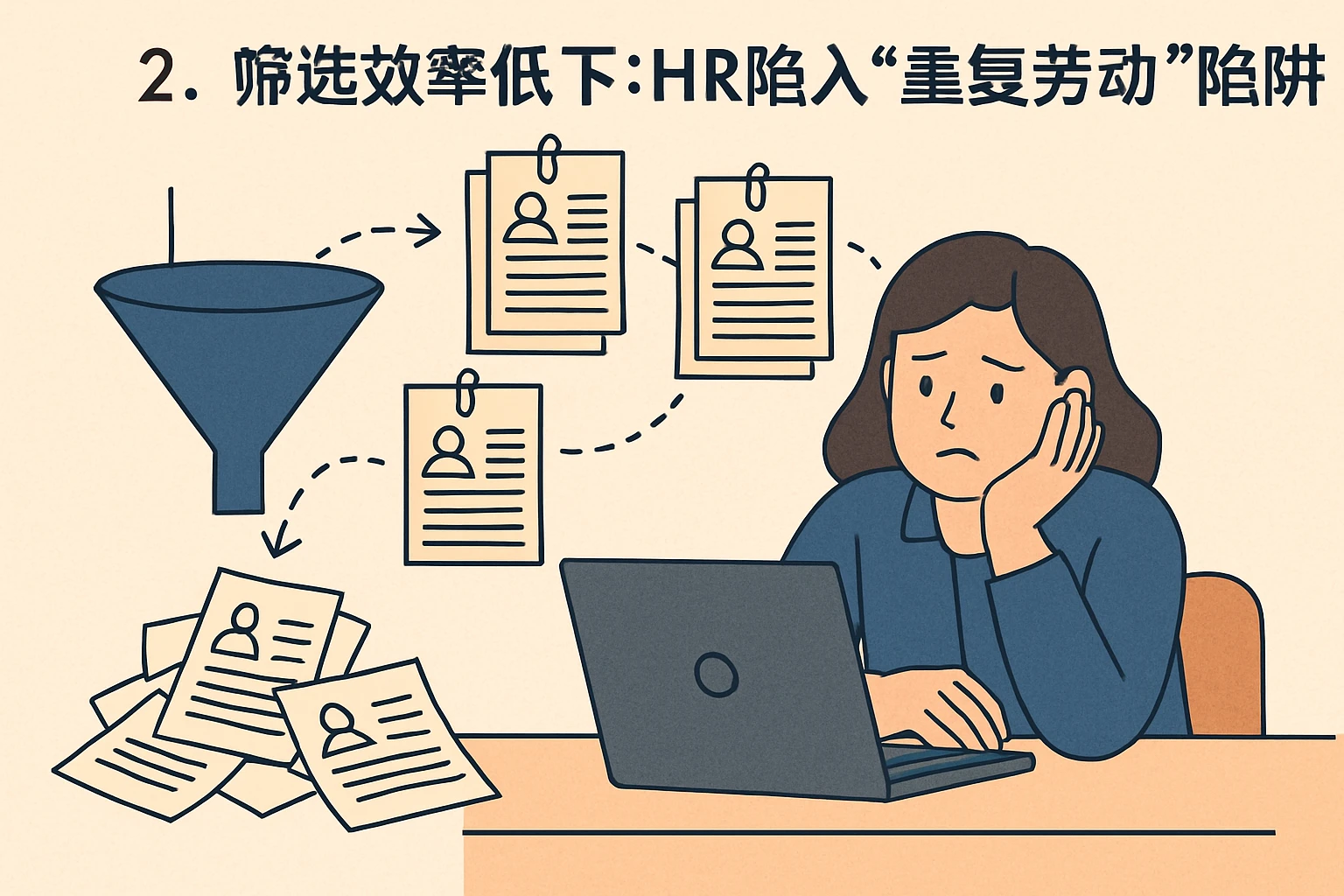 2. 筛选效率低下：HR陷入“重复劳动”陷阱