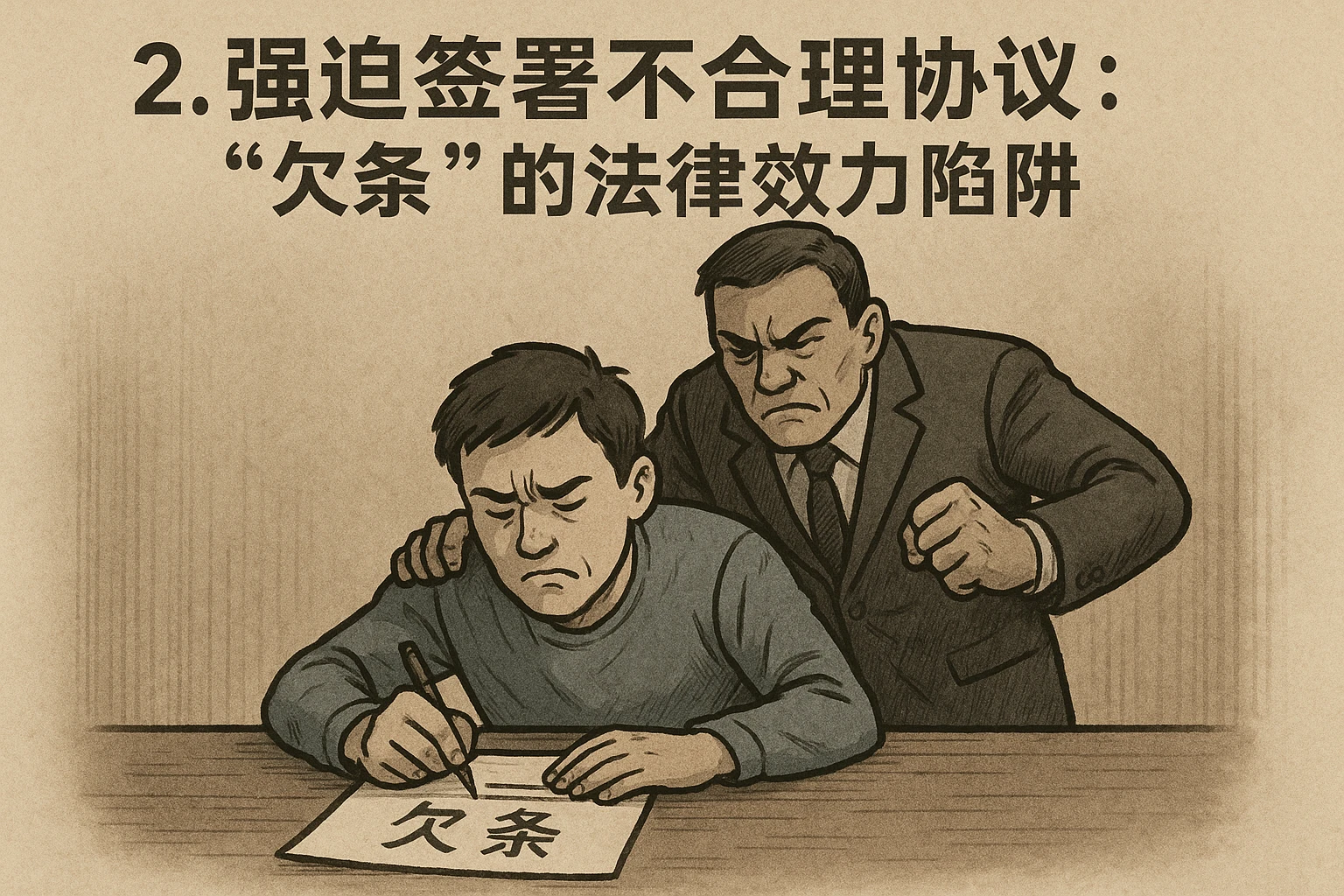 2. 强迫签署不合理协议：“欠条”的法律效力陷阱