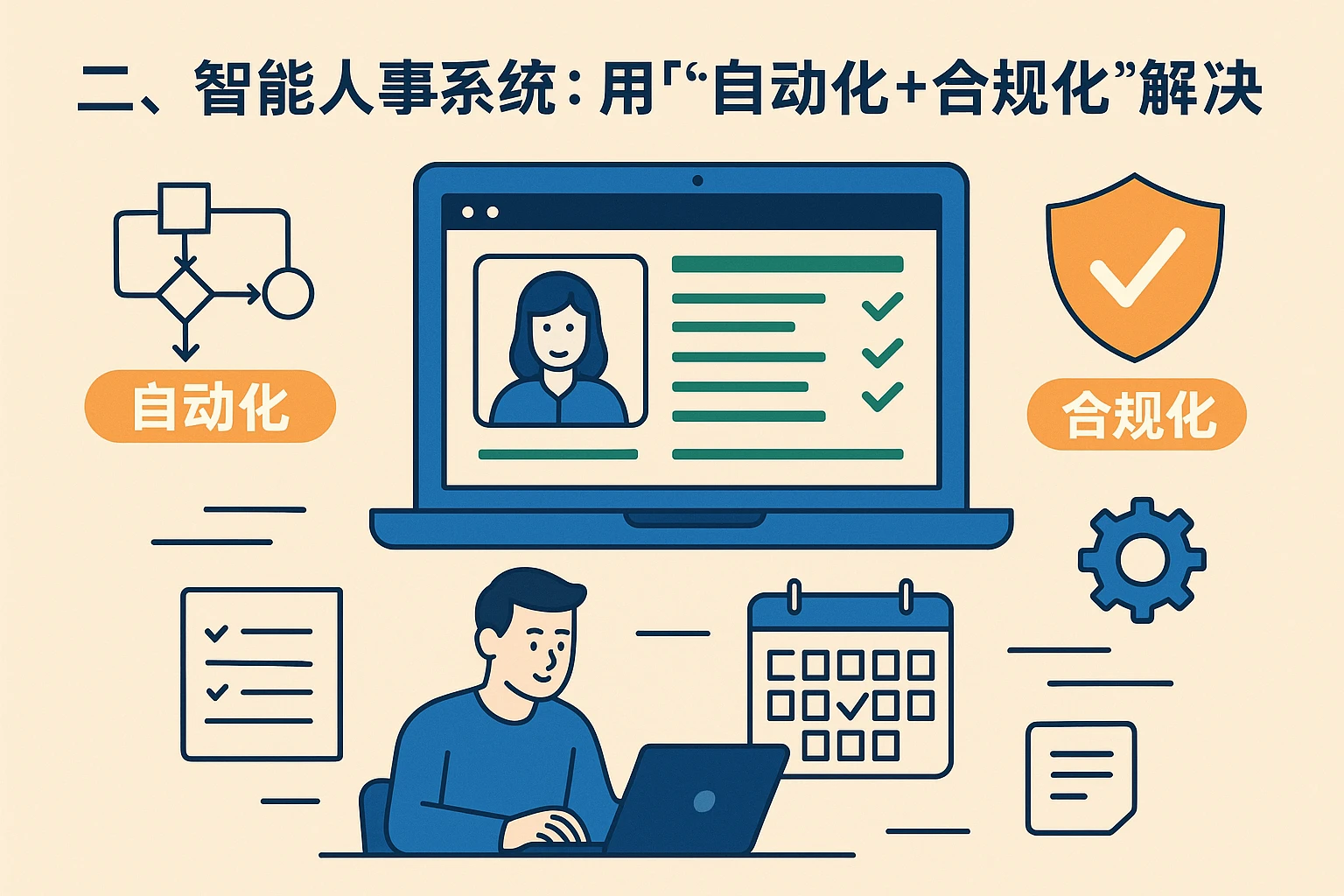 二、智能人事系统：用“自动化+合规化”解决痛点