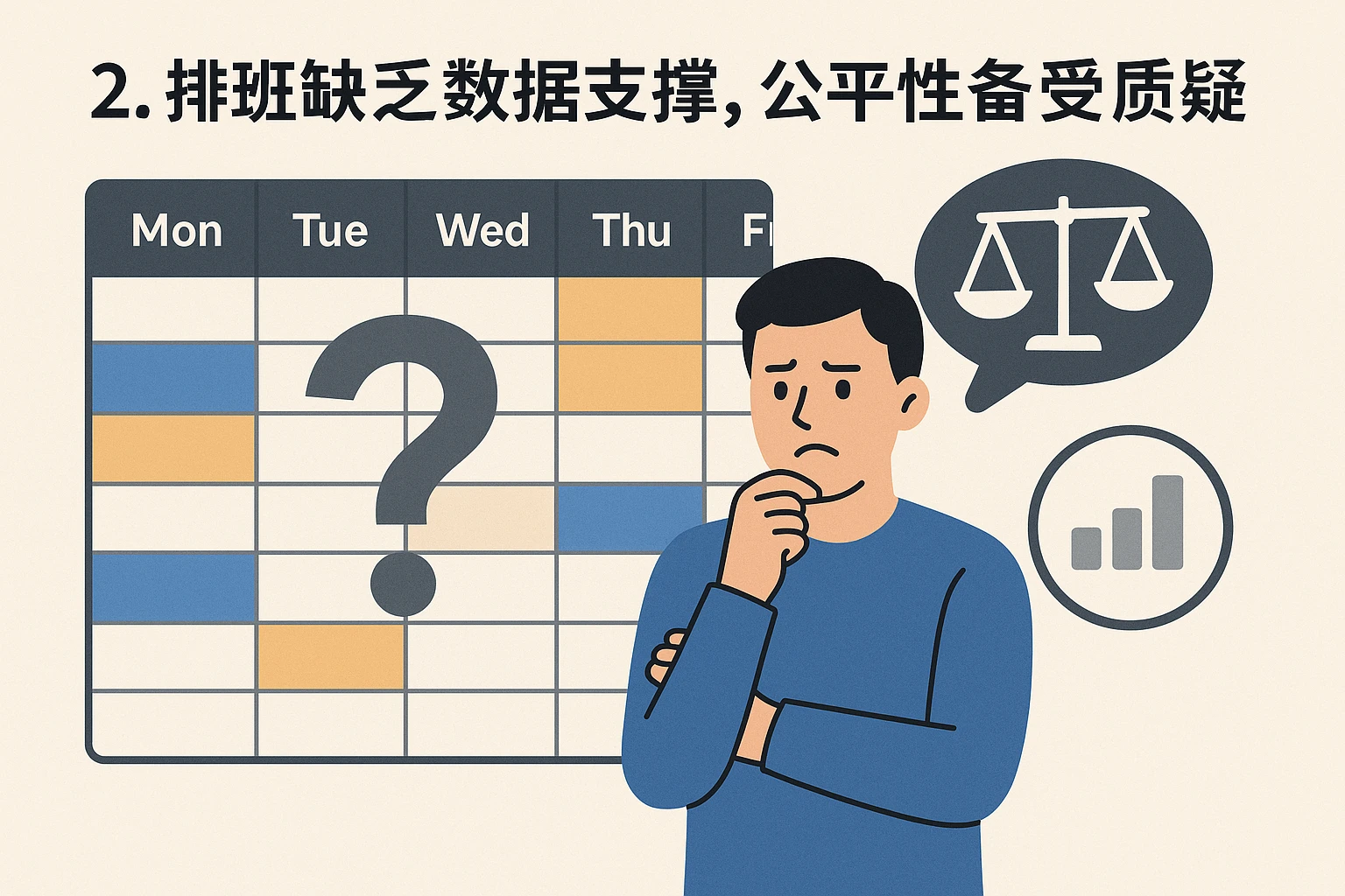 2. 排班缺乏数据支撑，公平性备受质疑