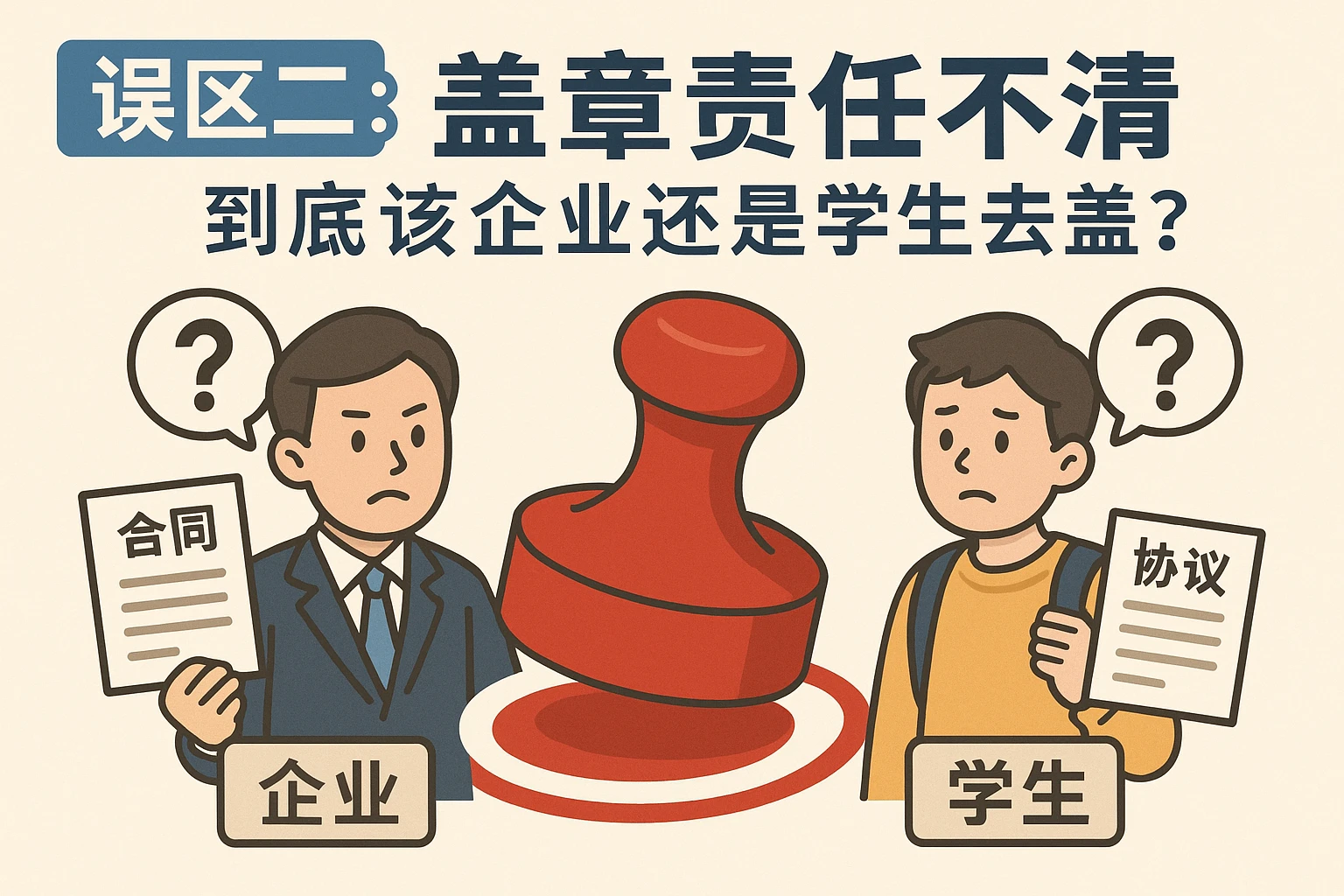 2. 误区二：“盖章责任不清”——到底该企业还是学生去盖？