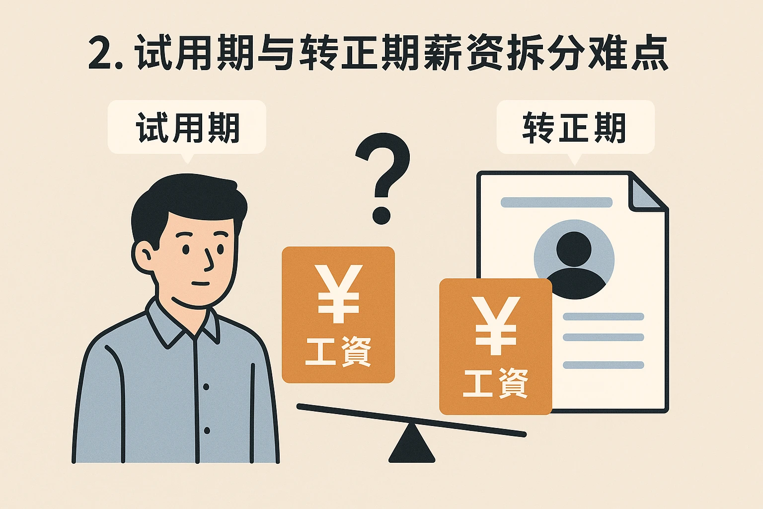 2. 试用期与转正期的薪资拆分难点