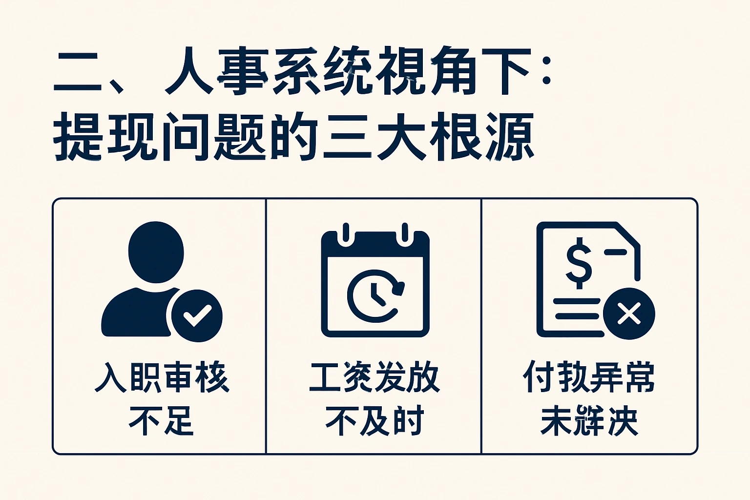 二、人事系统视角下：提现问题的三大根源