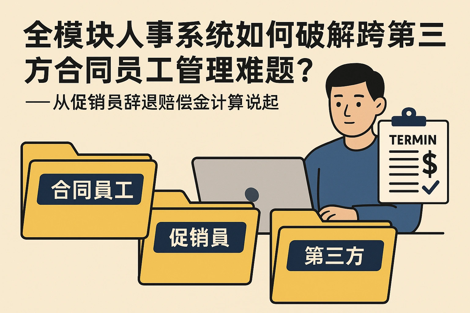 全模块人事系统如何破解跨第三方合同员工管理难题？——从促销员辞退赔偿金计算说起